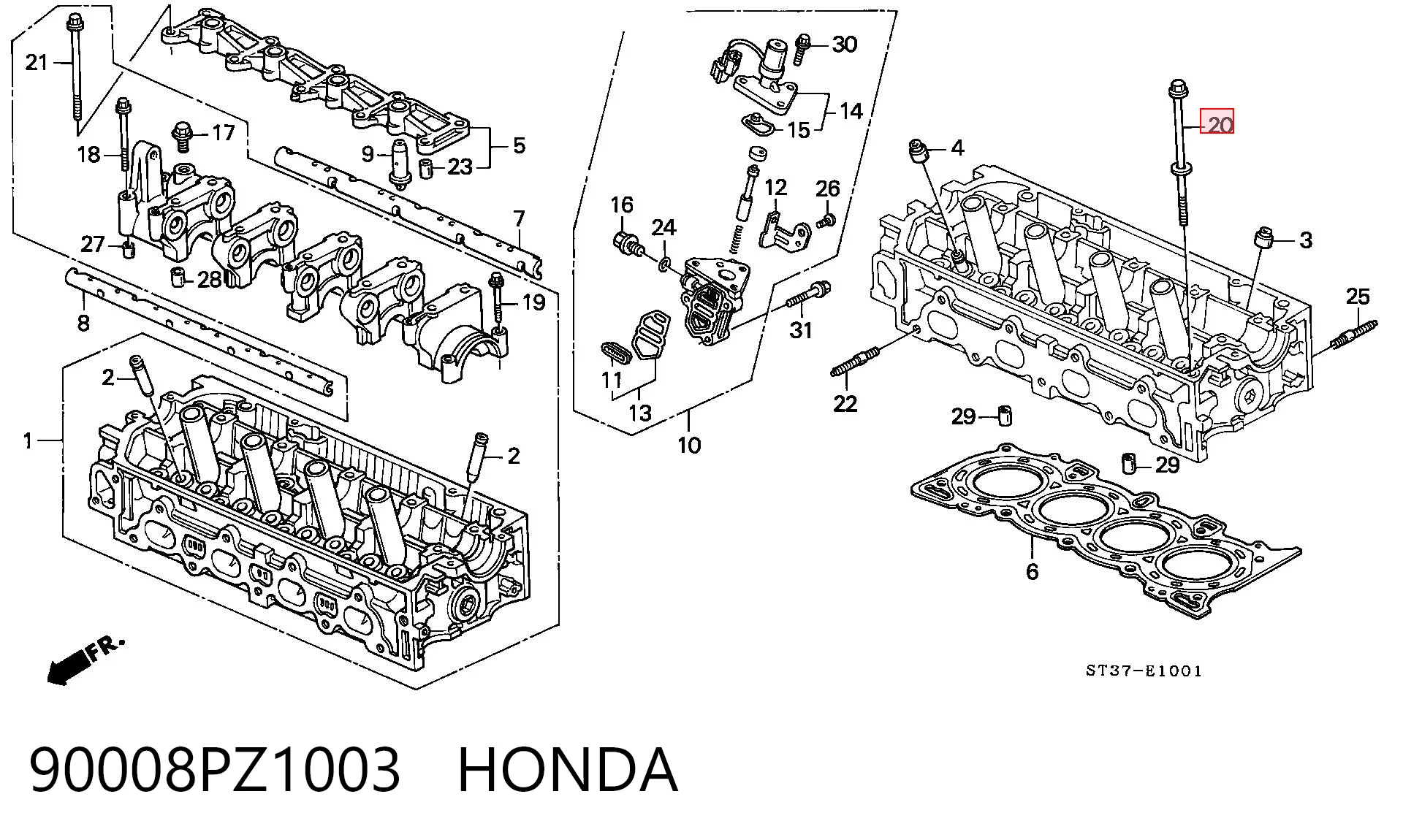 Болт кріплення головки блоку циліндрів на Honda Civic VI EJ9, EK3/4