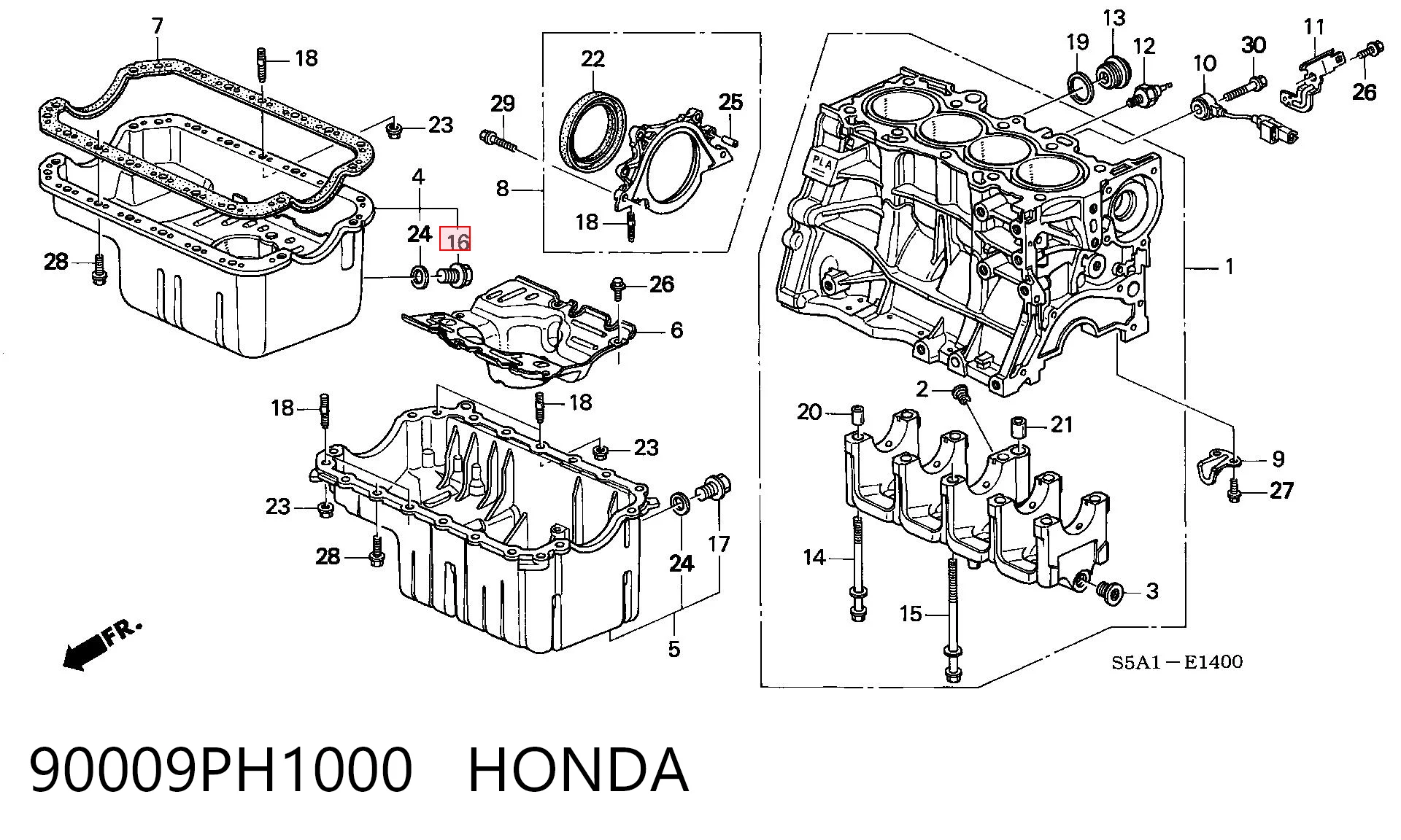 90009PH1000 Honda Пробка піддона двигуна