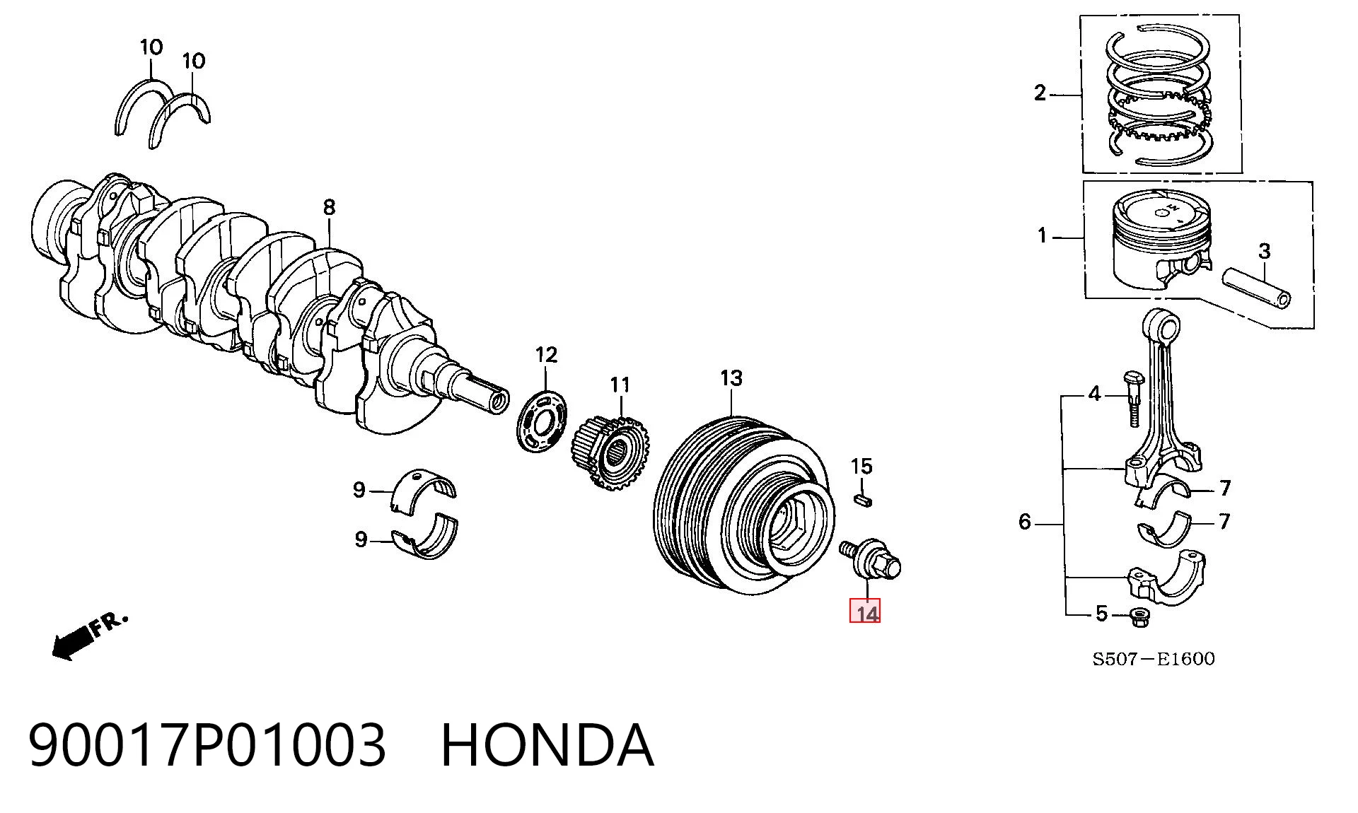 90017P01003 Honda Болт коленвала