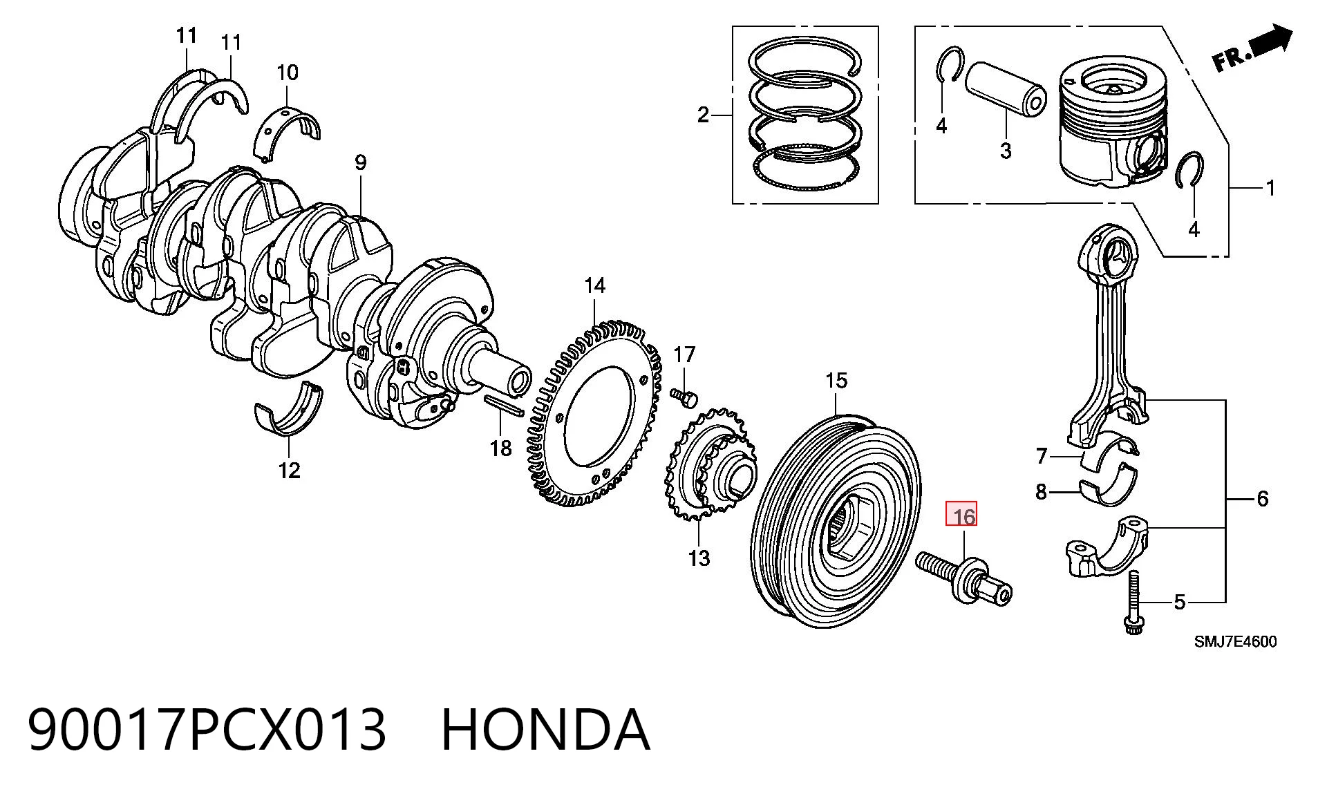 90017PCX013 Honda Болт коленвала
