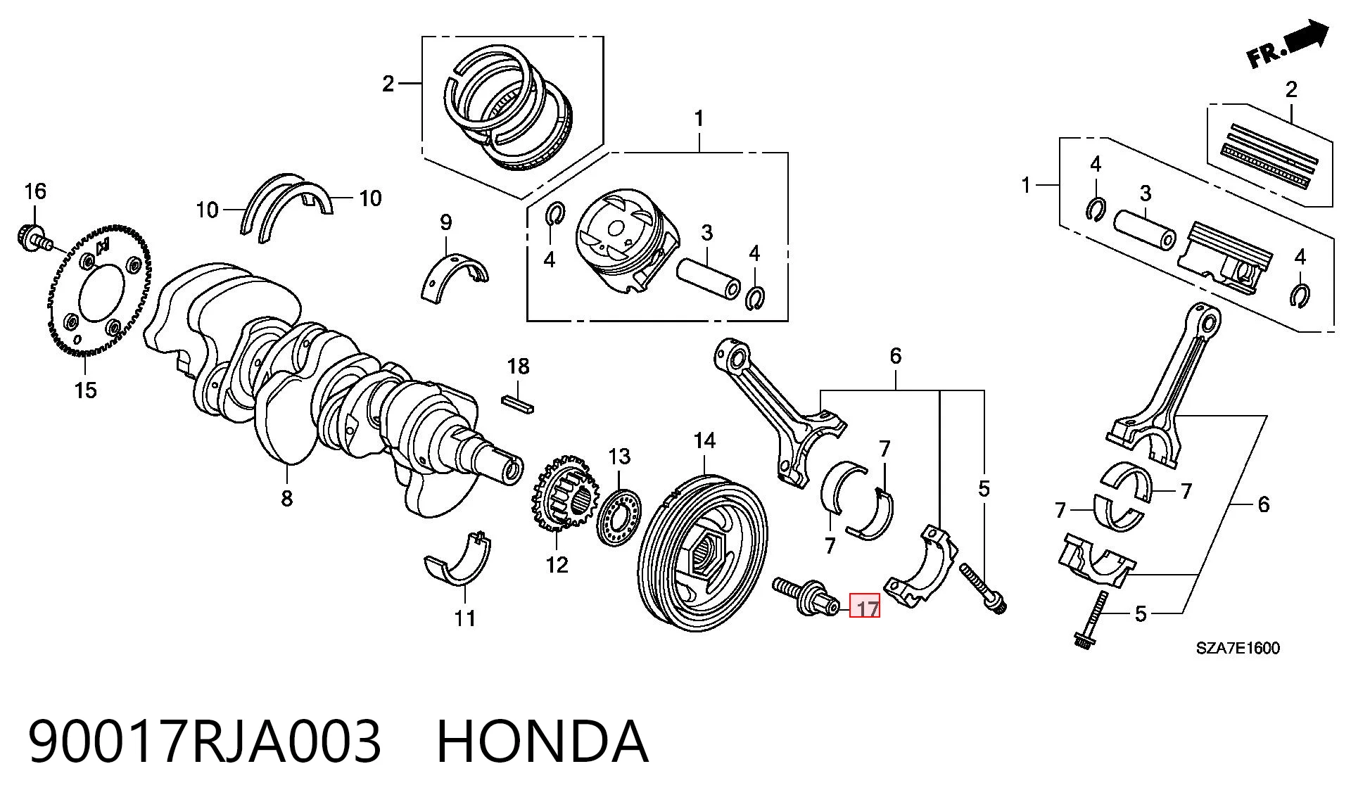 90017RJA003 Honda Болт коленвала