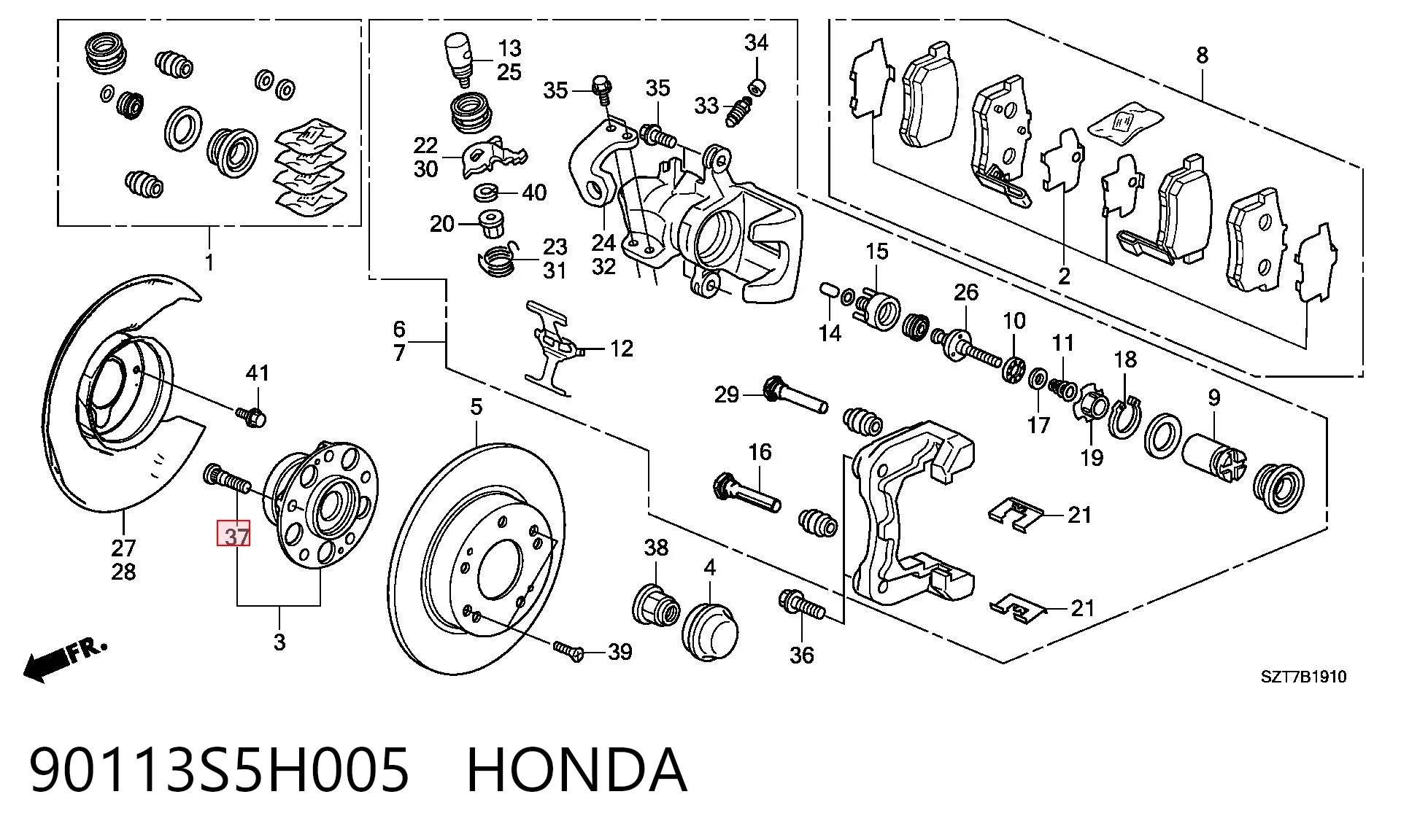 90113S5H005 Honda Болт кріплення колеса задній