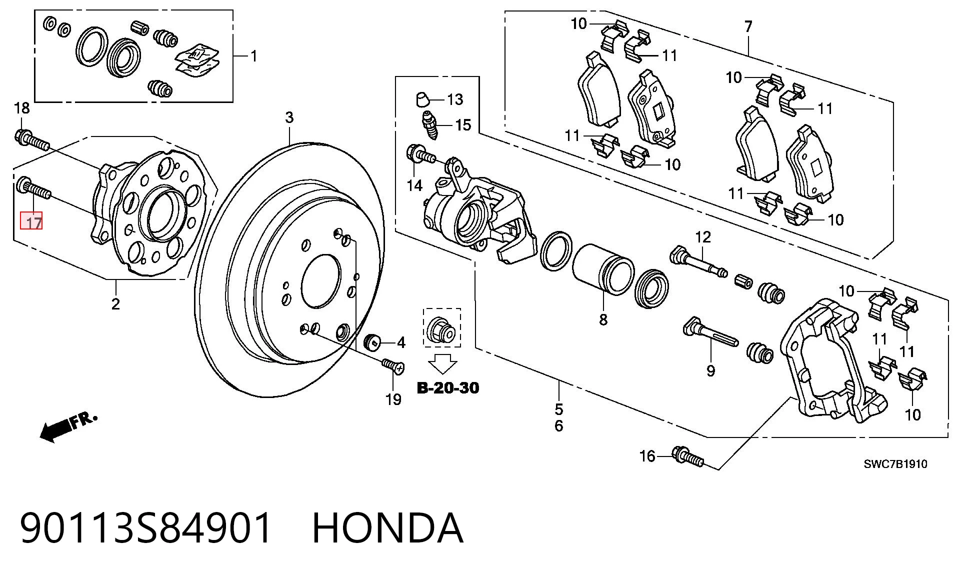 90113S84901 Honda Болт кріплення колеса передній