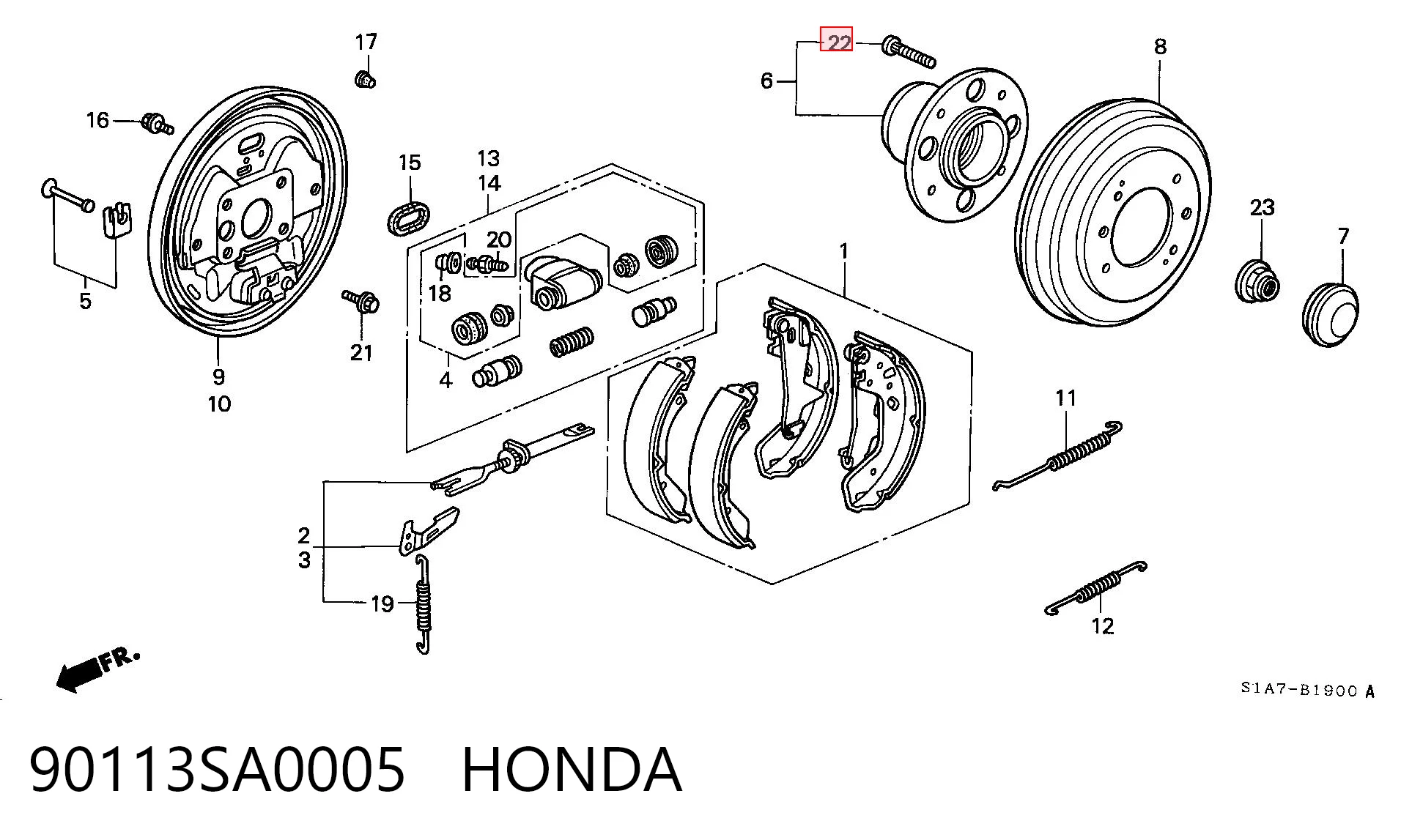 90113SA0005 Honda Болт кріплення колеса задній