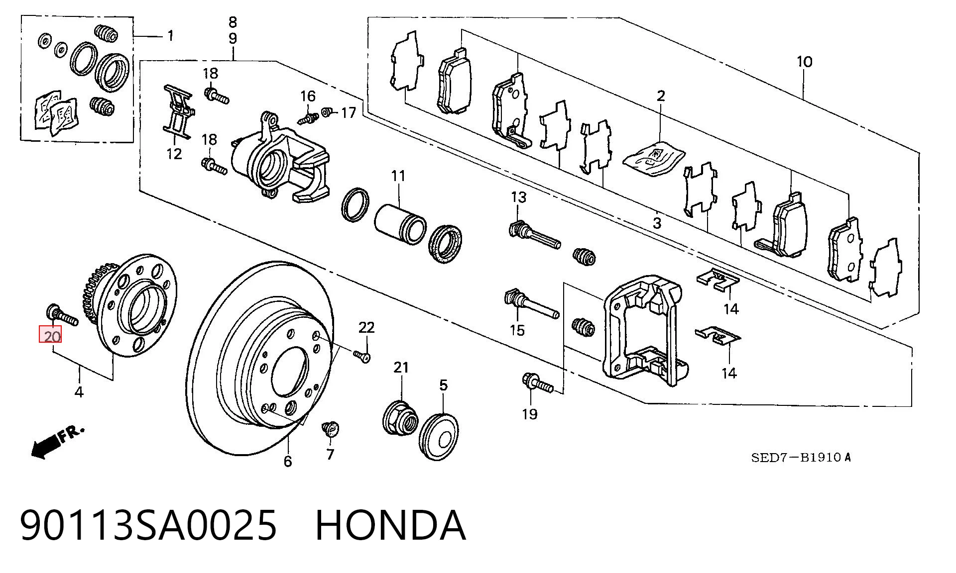 90113SA0025 Honda Болт кріплення колеса задній