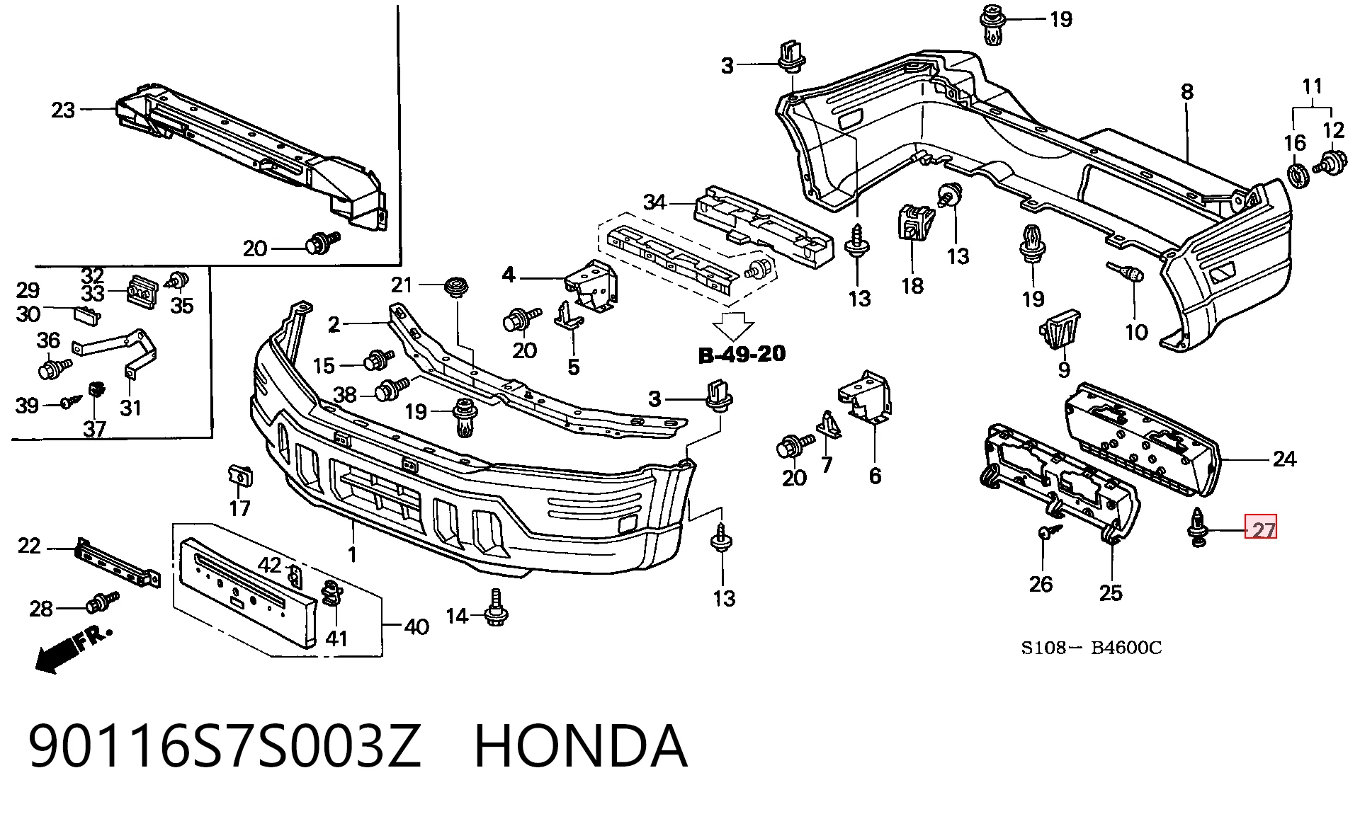 904670707122 Daihatsu Кліпса бампера переднього
