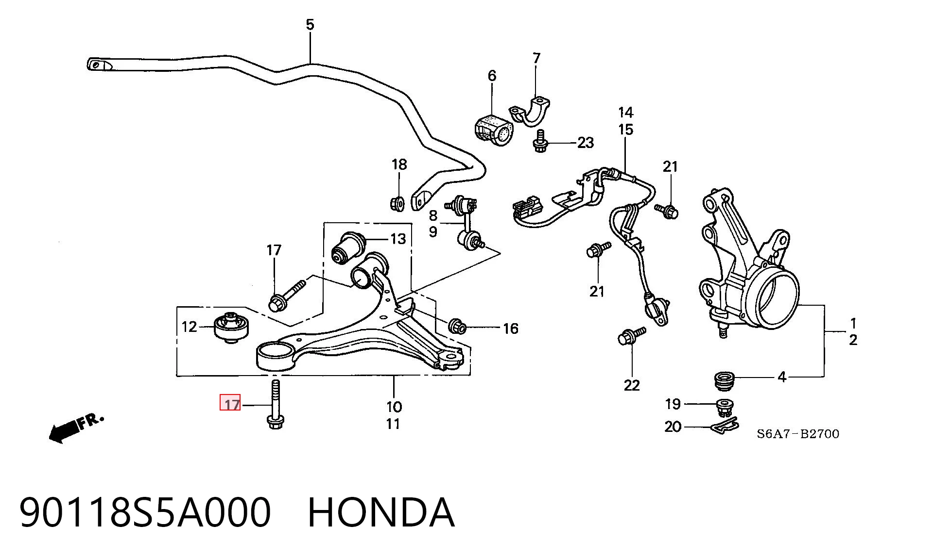 90118S5A000 Honda Болт переднього важеля, нижнього