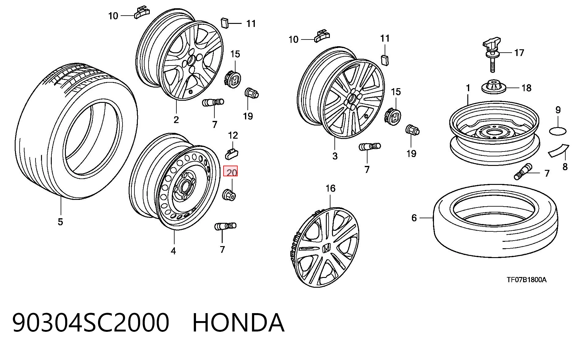 Купити Колісні гайки Honda Civic VI EJ9, EK3/4