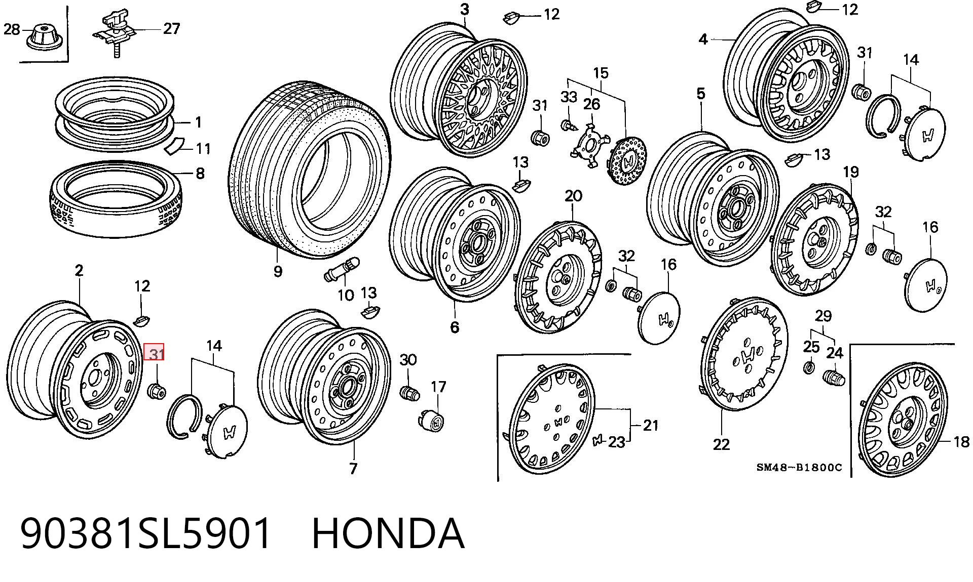  Колісні гайки Honda Civic 6