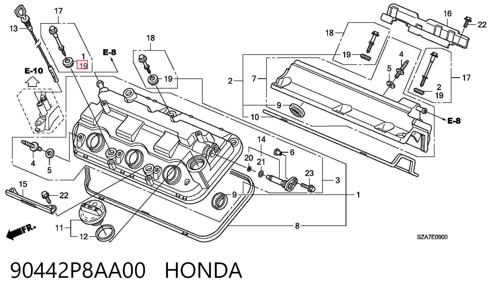 90442P8AA00 Honda Шайба болта клапанної кришки