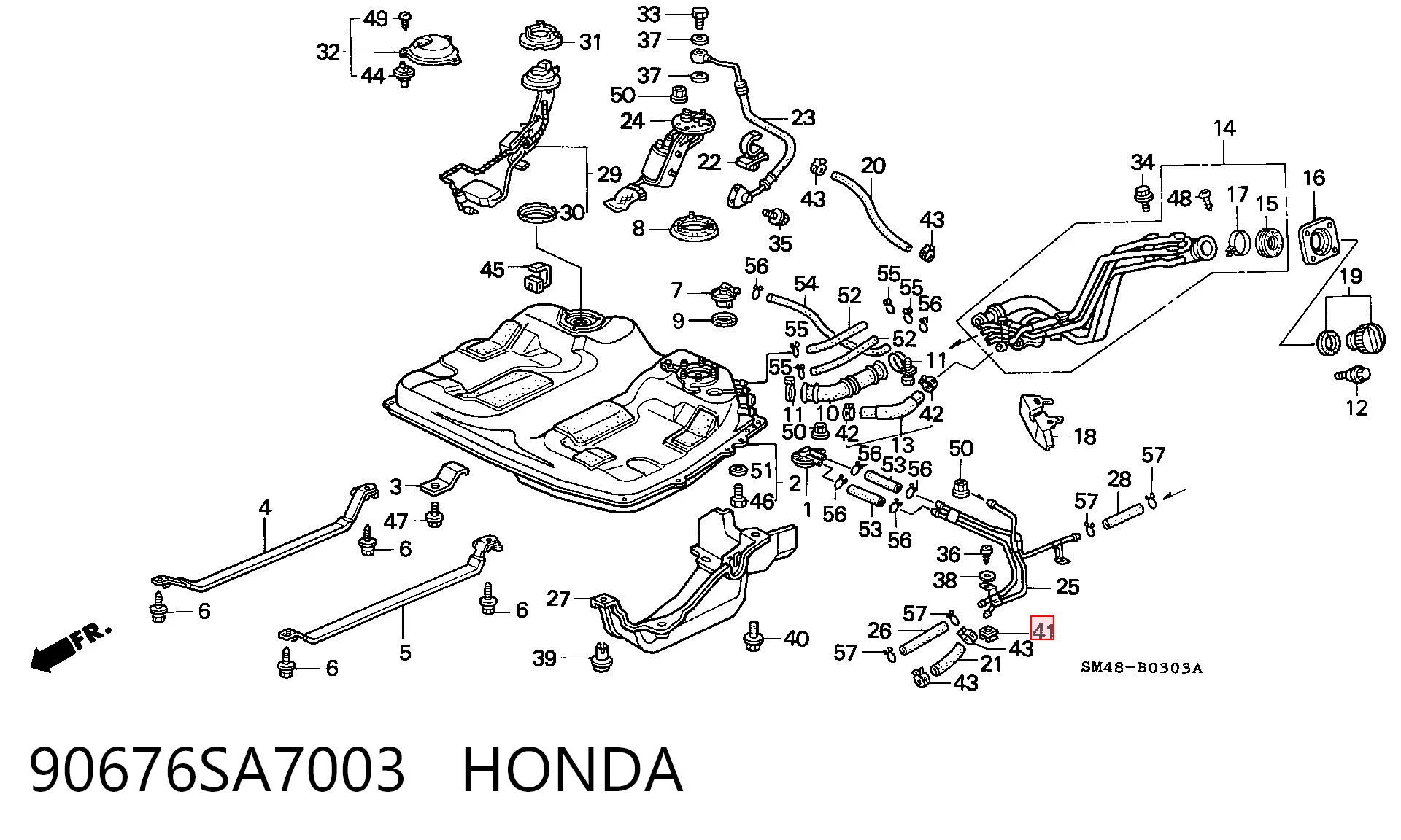 90676SA7003 Honda Пістон (кліп) кріплення підкрилки переднього крила