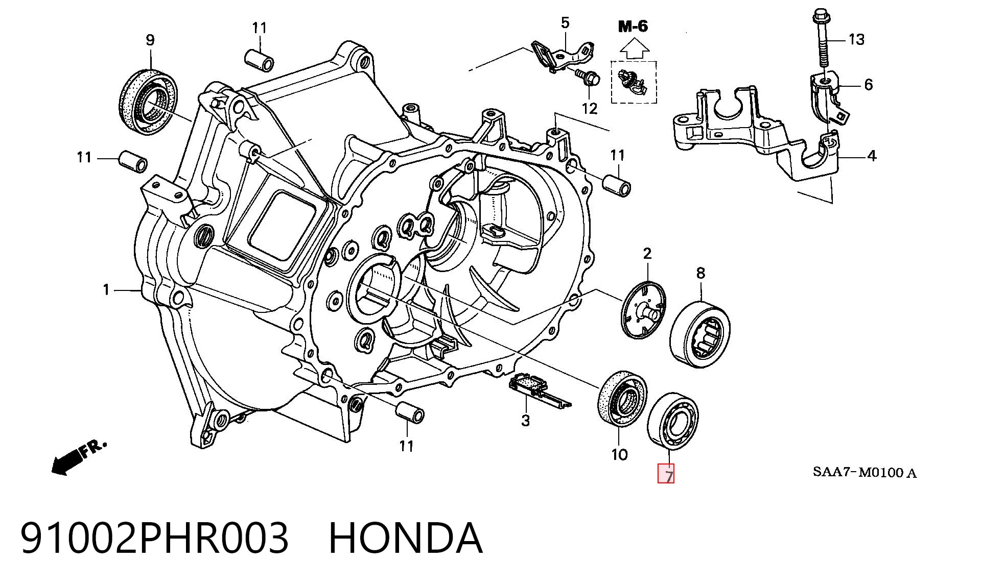 91002PHR003 Honda Підшипник головного вала МКПП