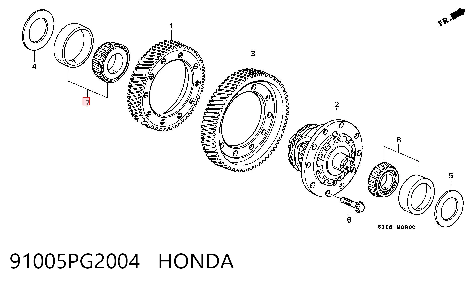 91005PG2004 Honda Передній підшипник колеса