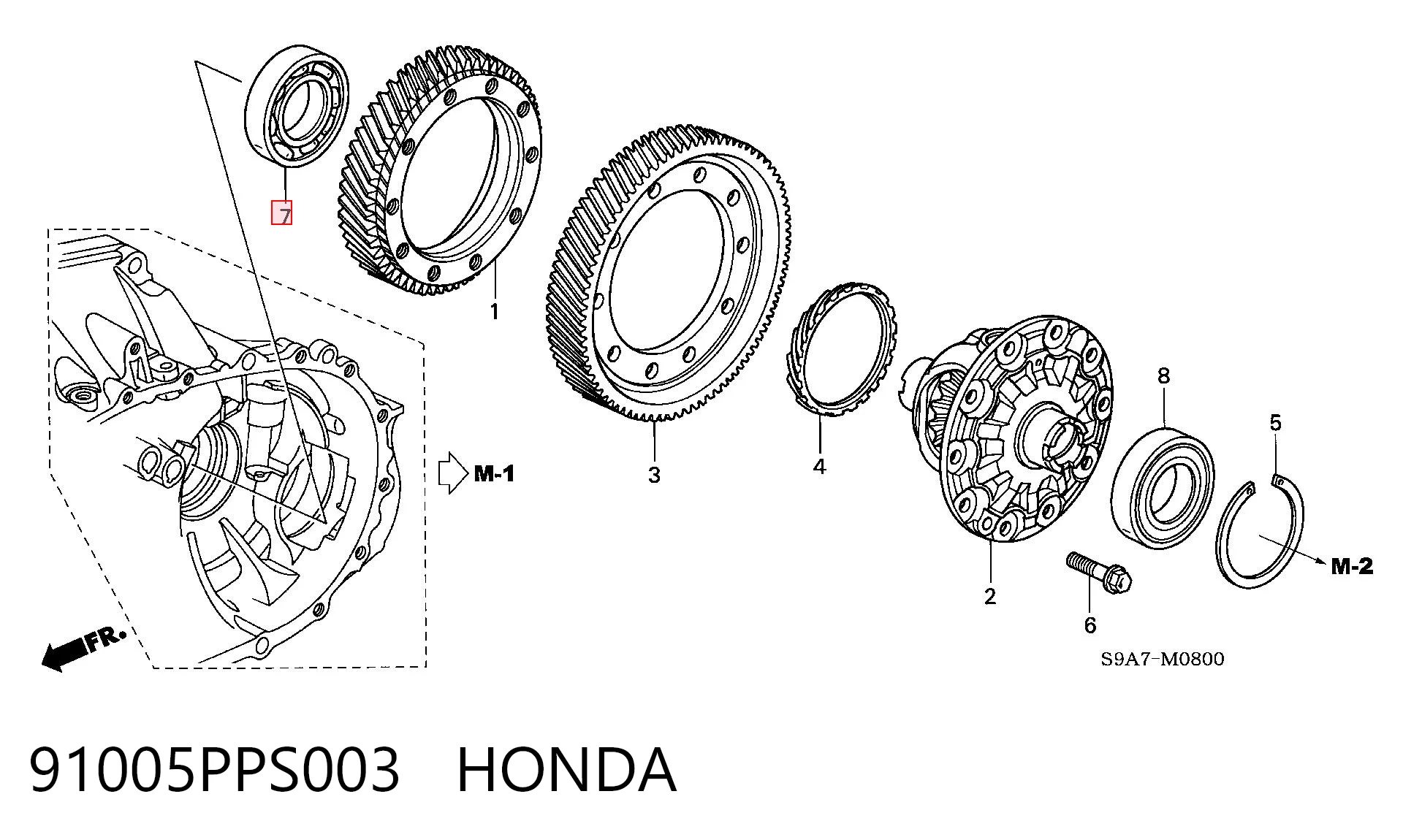 91005PPS003 Honda Сайлентблок роздавальної коробки