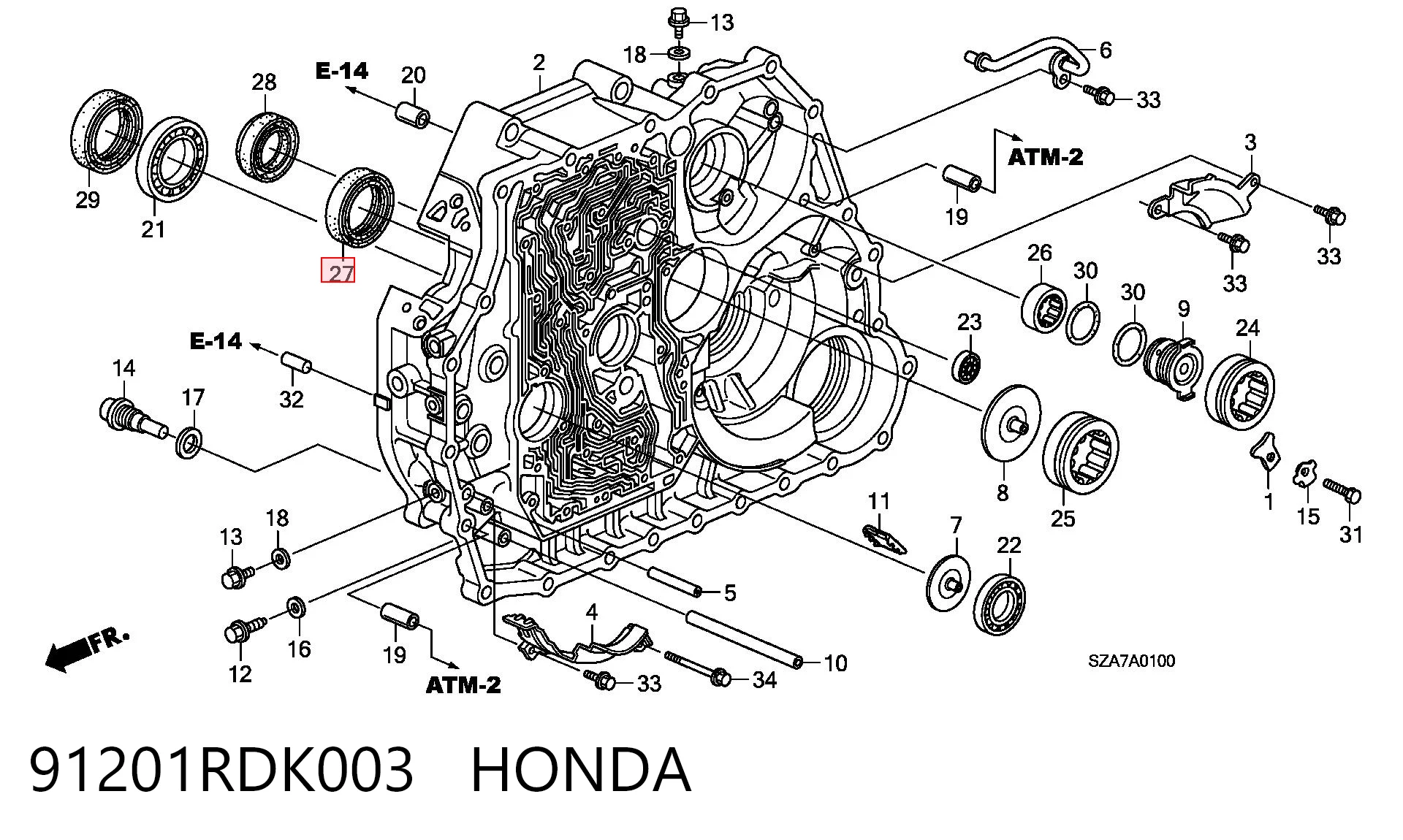 91201RDK003 Honda Сальник АКПП/КПП, вал-шестерні