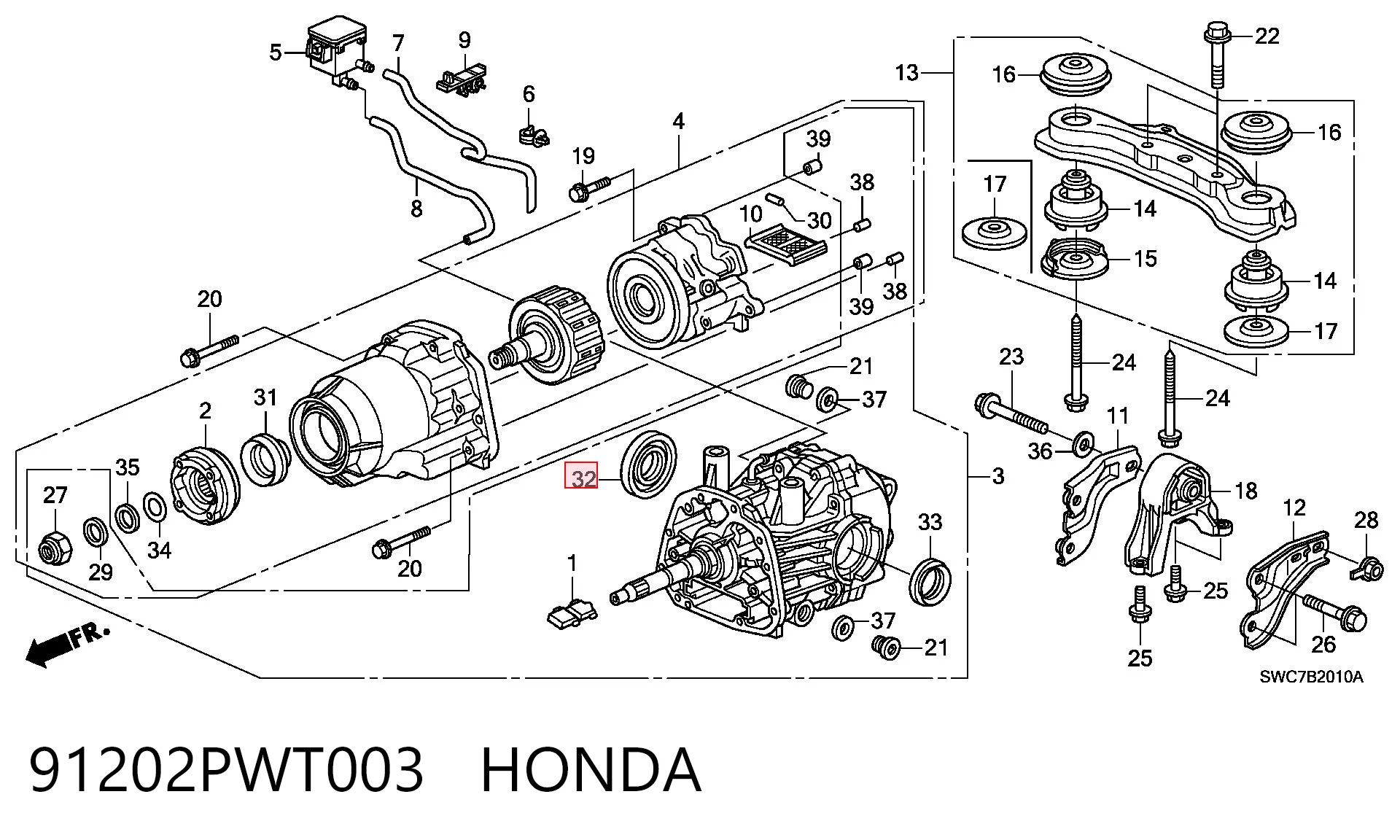 91202PWT003 Honda Сальник редуктора заднього моста