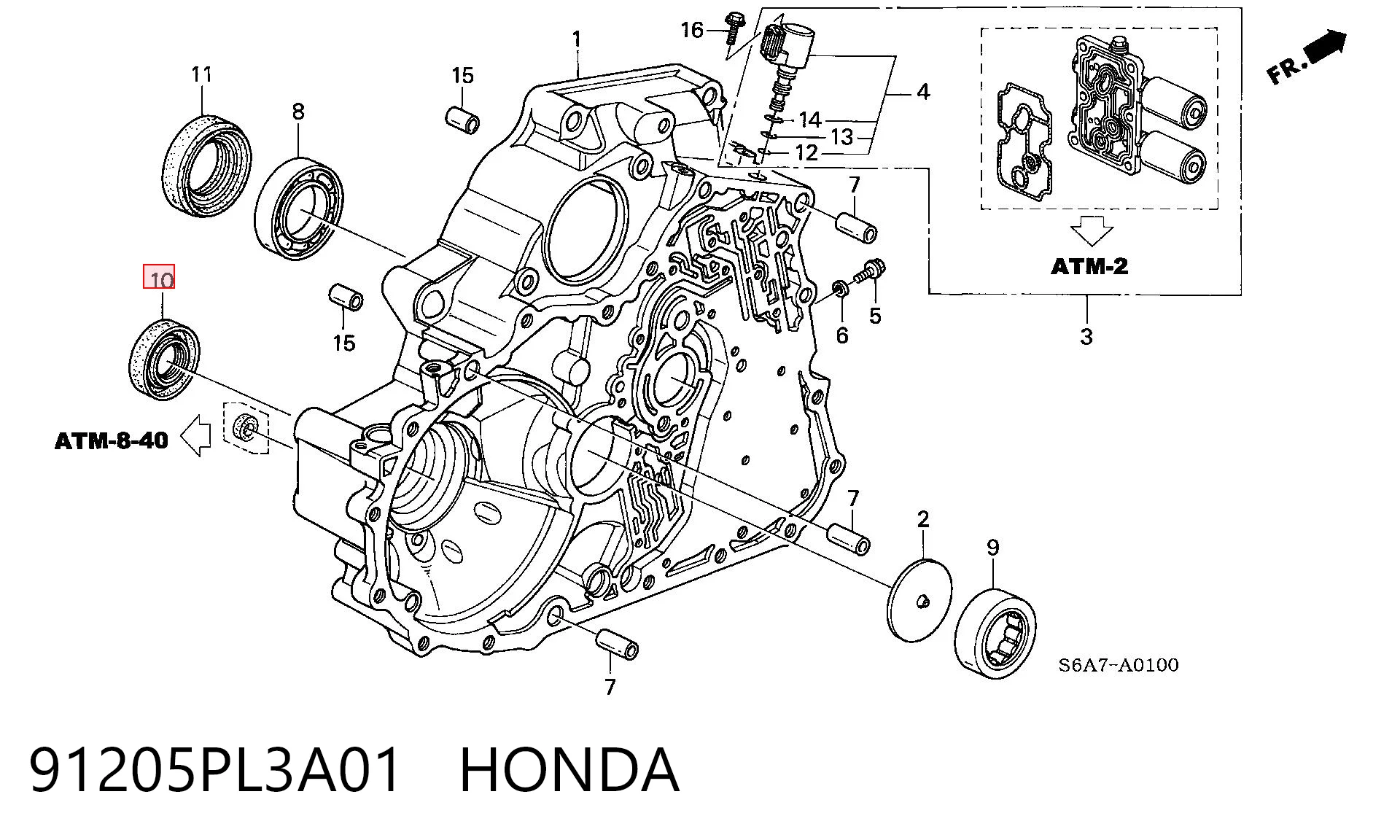 91205PL3A01 Honda Сальник півосі переднього моста, лівої