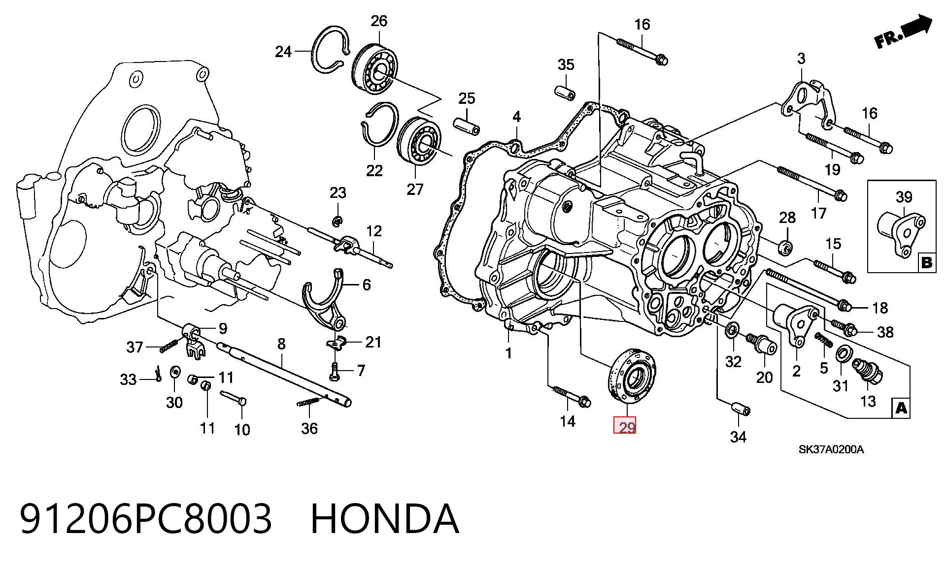 91206PC8003 Honda Сальник півосі переднього моста, правої