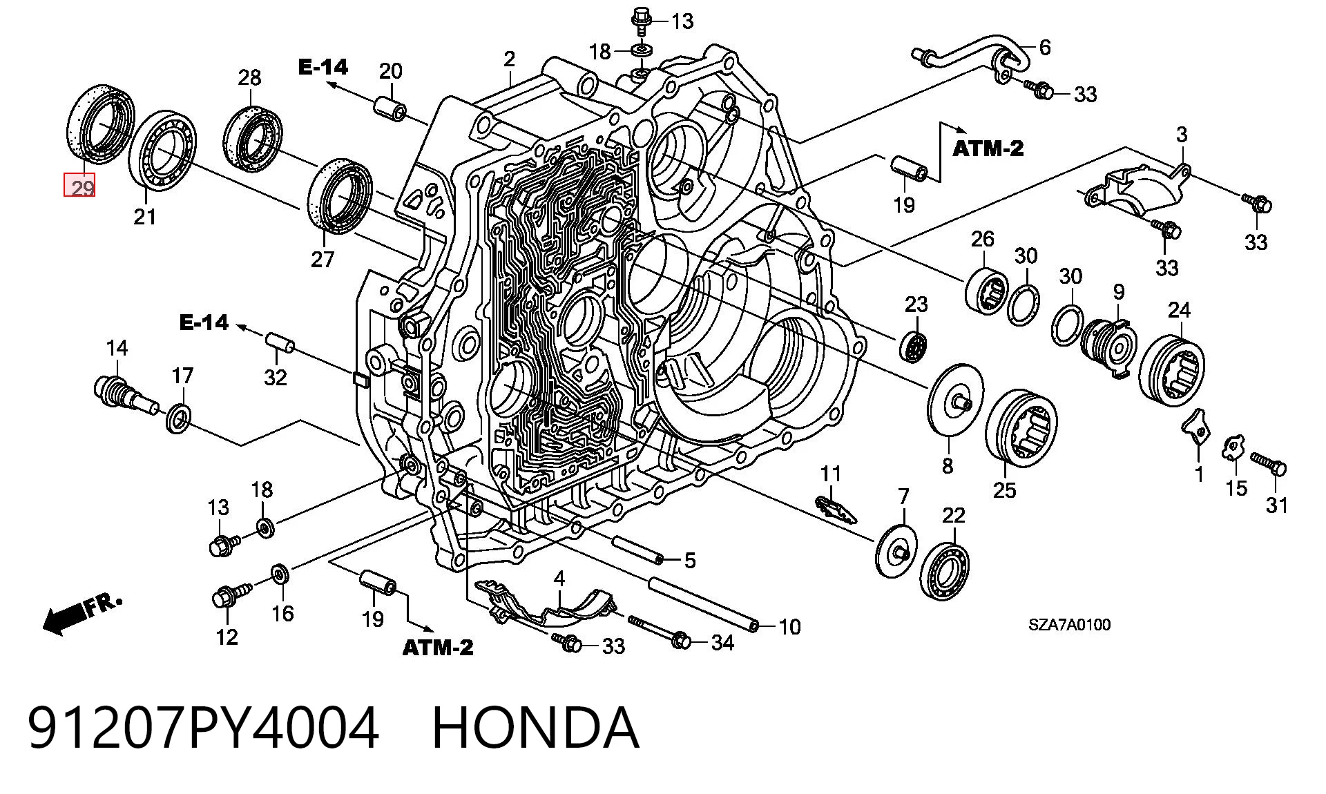 91207PY4004 Honda Сальник АКПП/КПП, вхідного/первинного вала