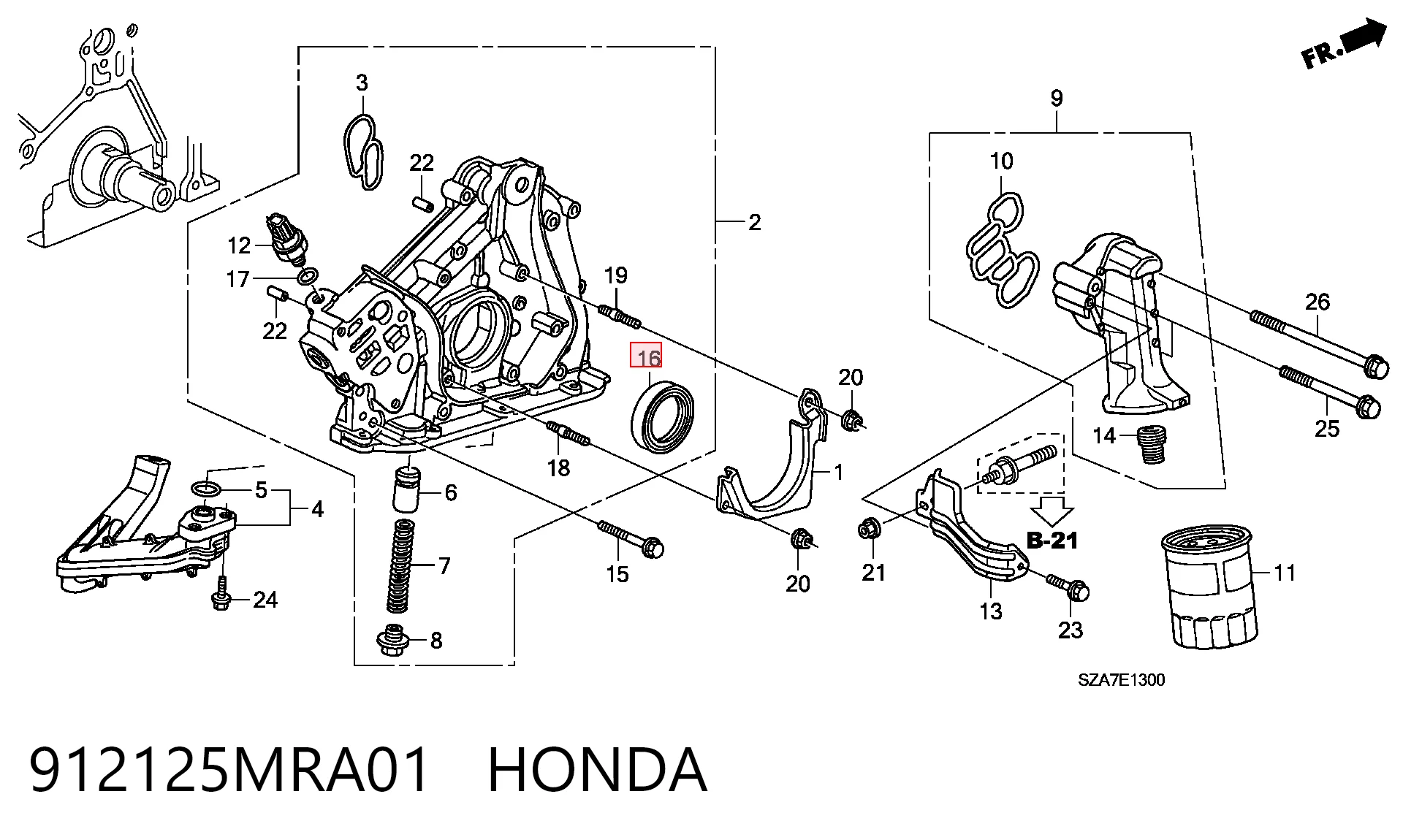 912125MRA01 Honda Сальник колінчастого валу