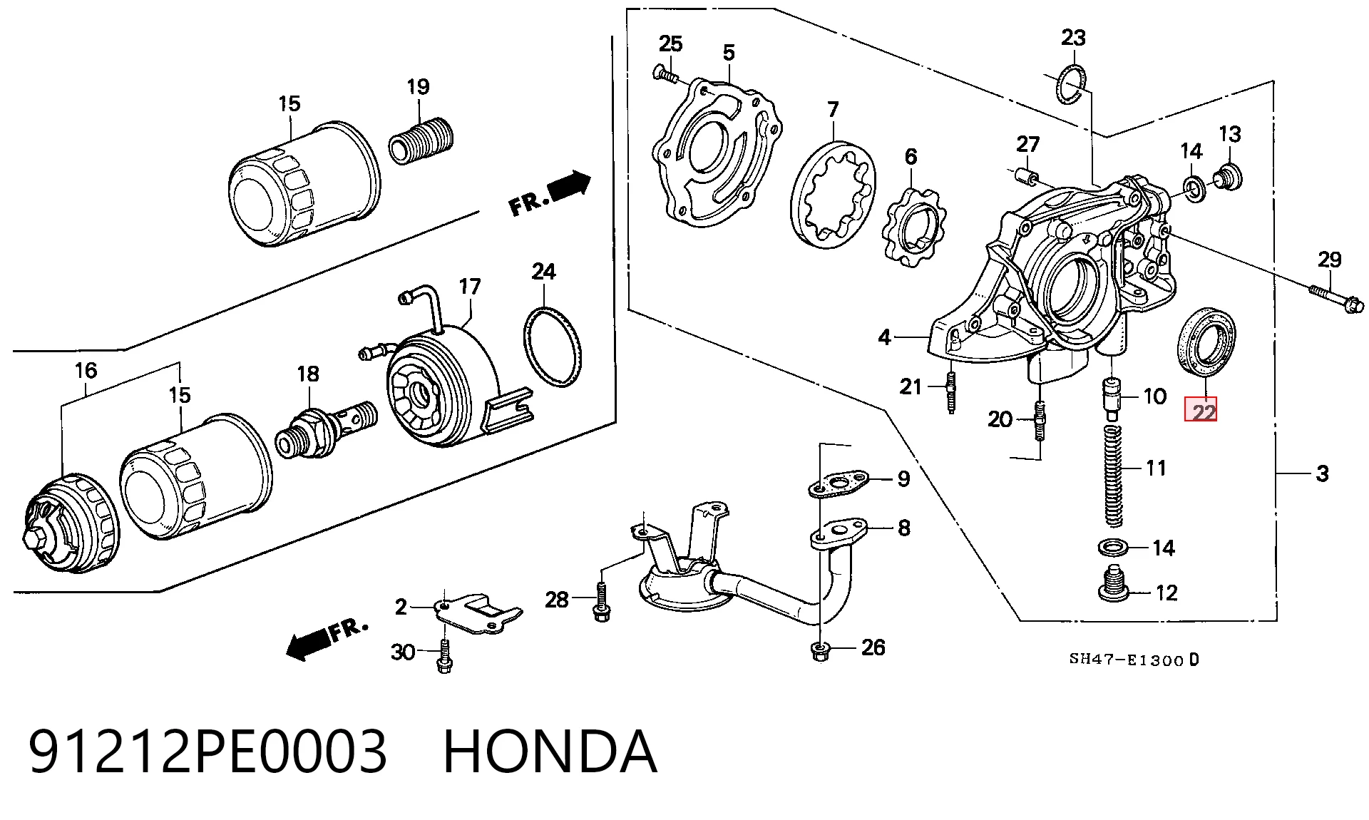 91212PE0003 Honda Сальник колінчастого валу