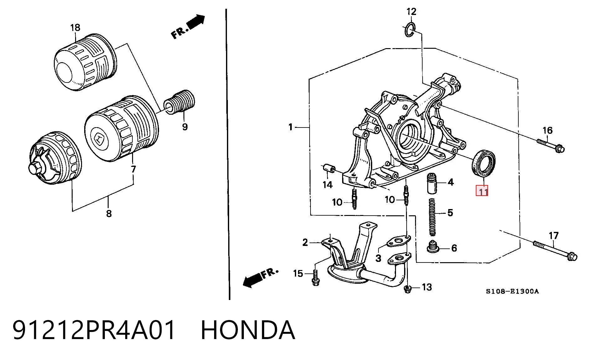 91212PR4A01 Honda Сальник колінчастого валу