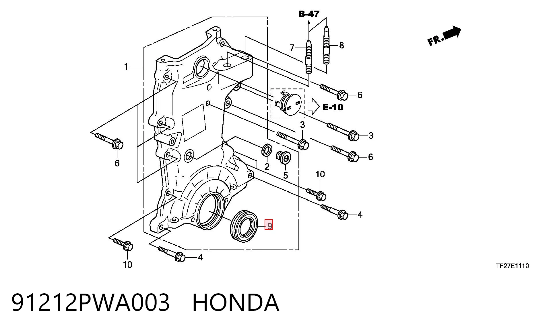 Сальник колінчастого валу на Honda Civic VIII FD, FA