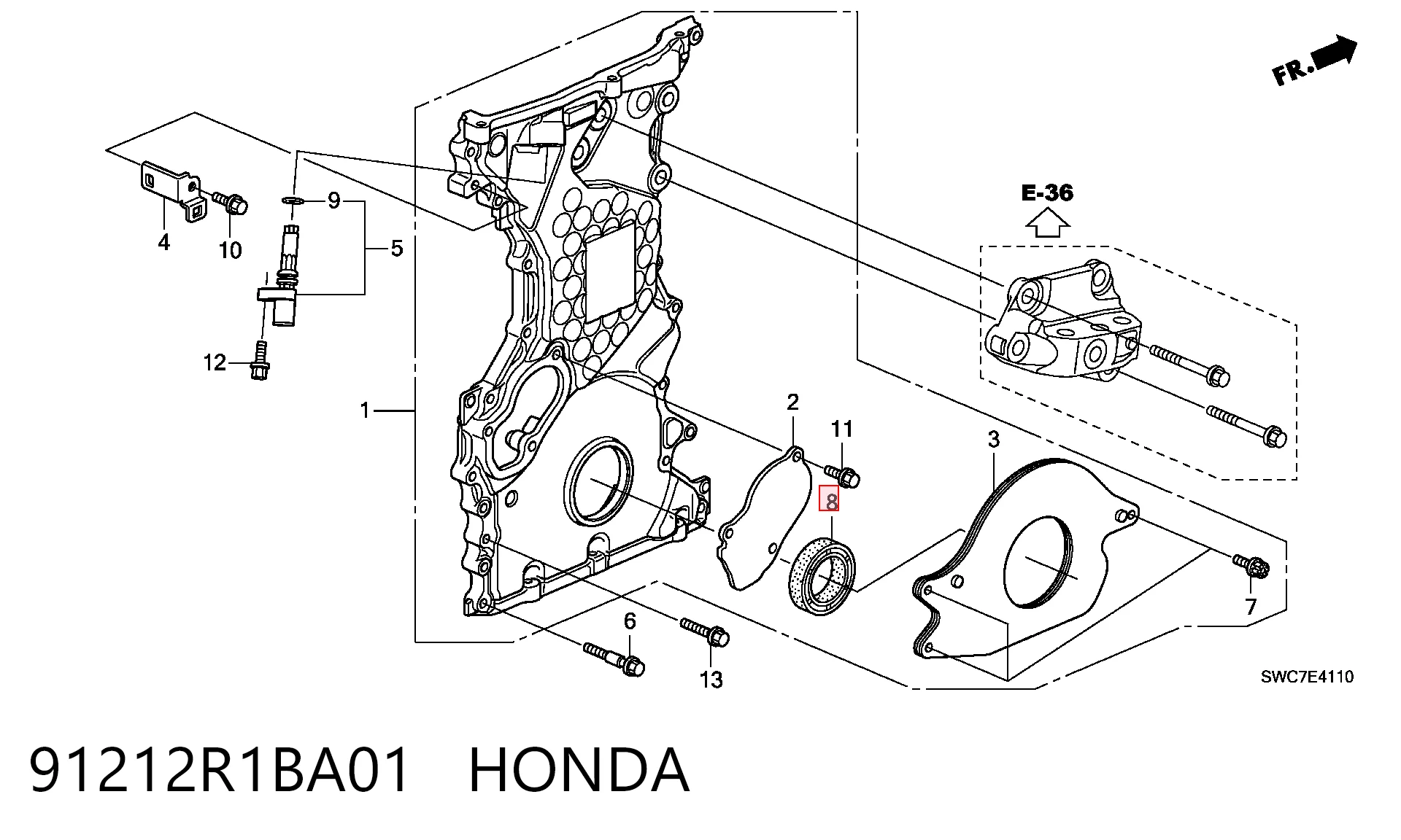 Сальник коленвала двигуна, передній Honda Civic VII хетчбек (EU, EP, EV) (2000 - 2006) ціна, від 8.02 USD