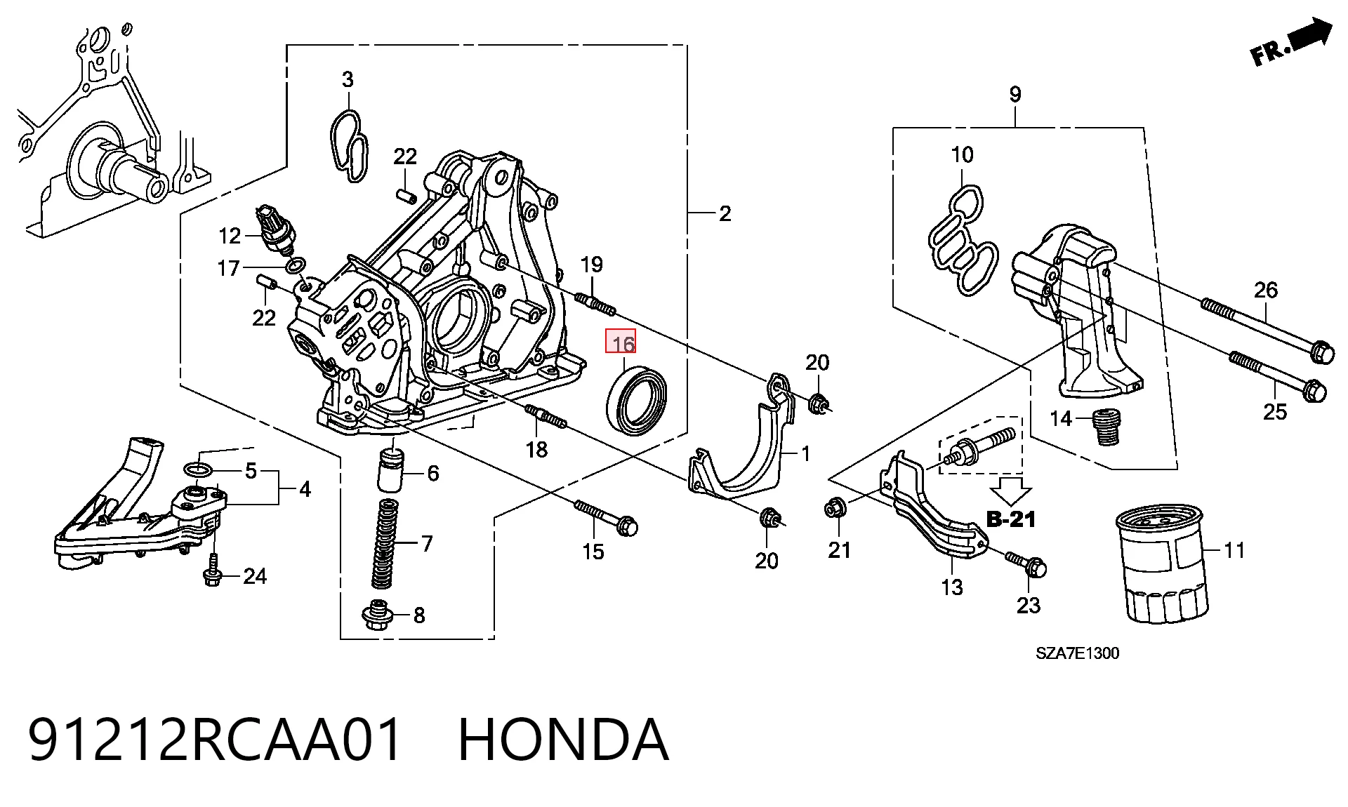 91212RCAA01 Honda Сальник колінчастого валу