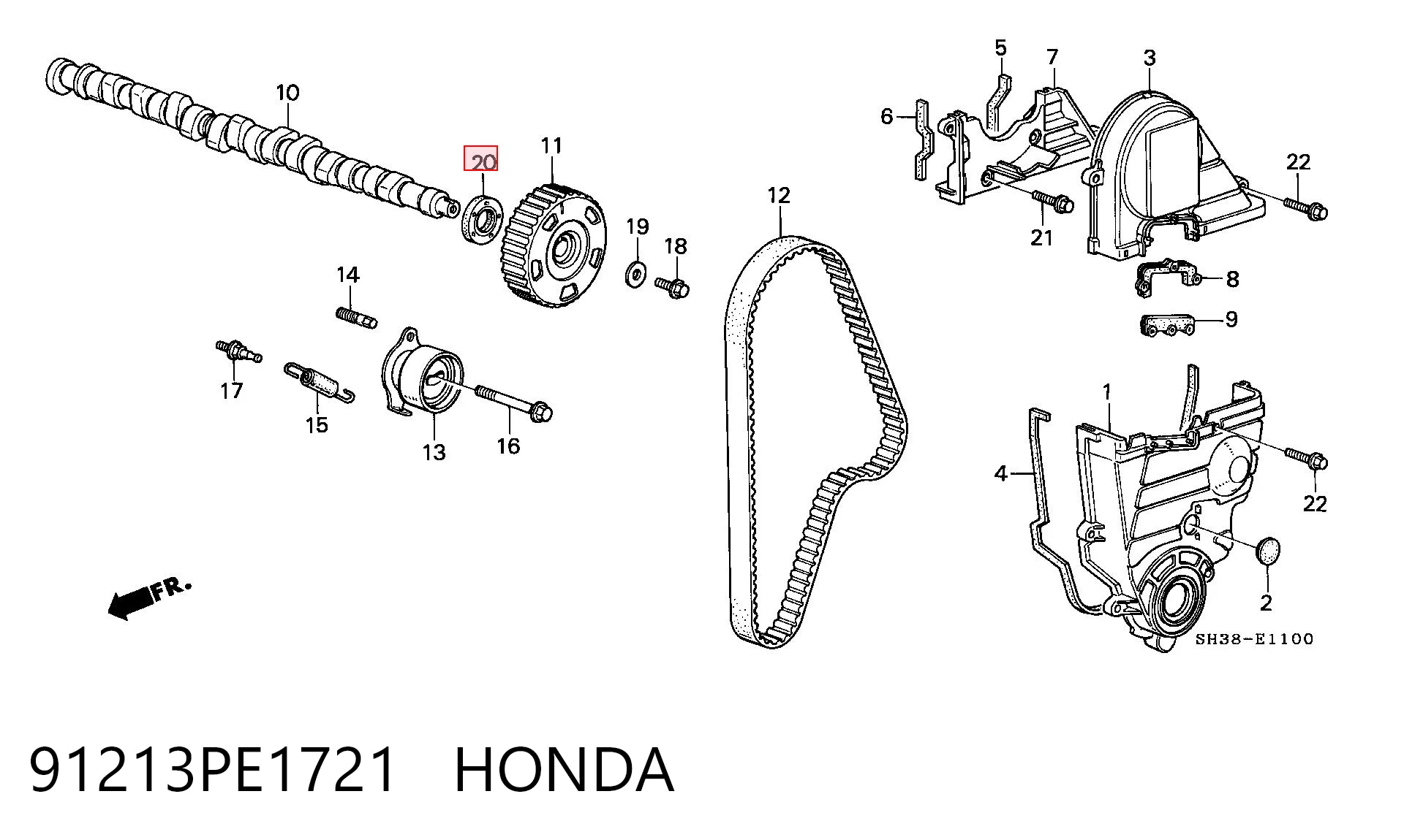 91213PE1721 Honda Сальник двигуна, распредвала