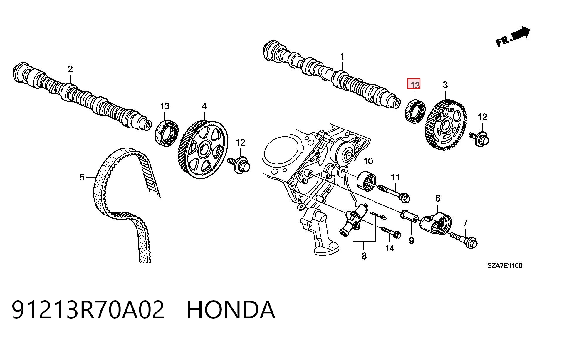91213R70A02 Honda Сальник двигуна, распредвала