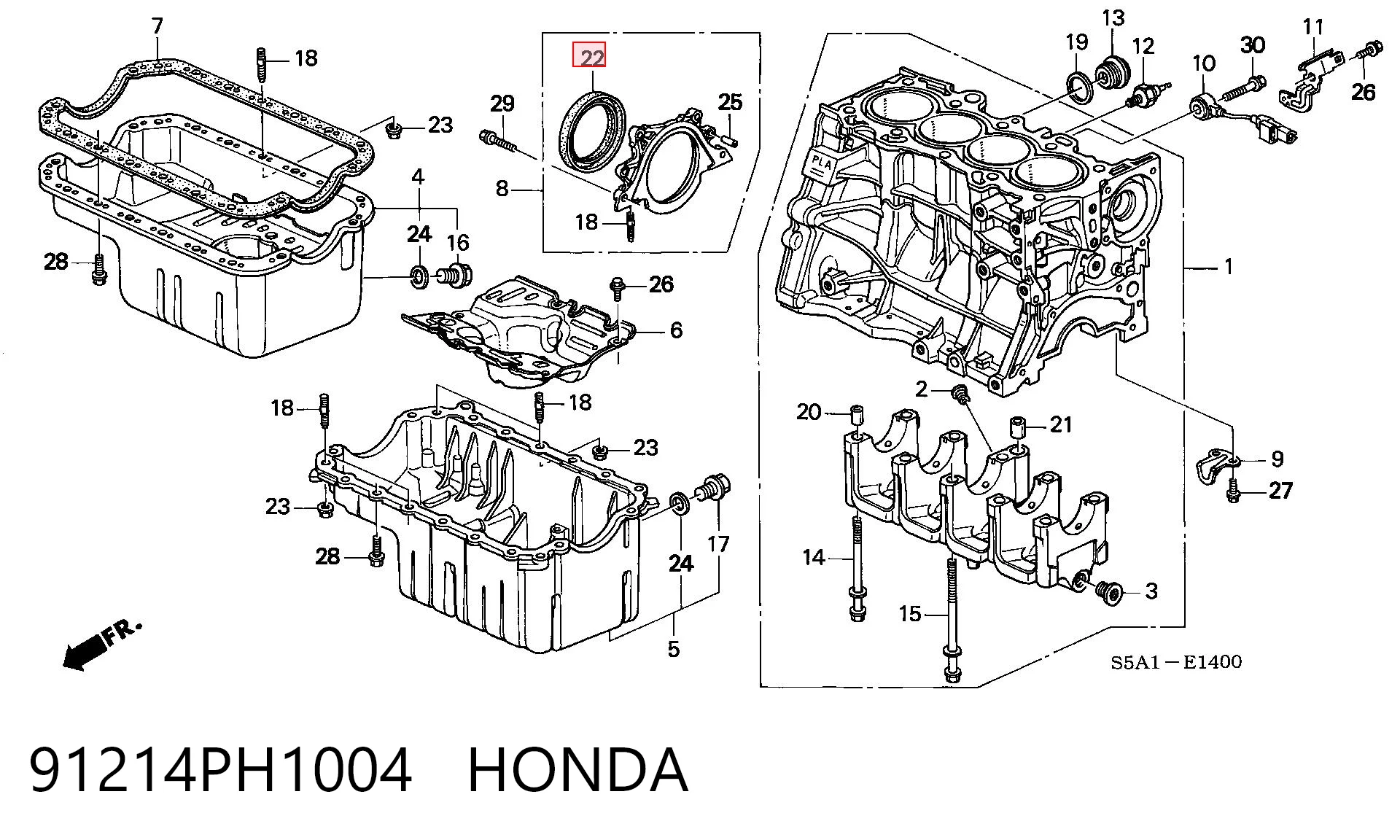  Сальник колінвала задній Honda Civic 6