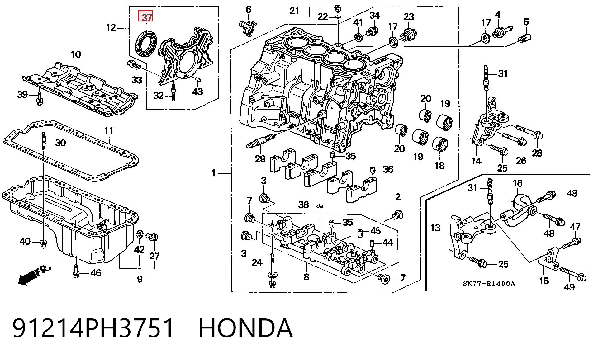Сальник коленвала корінний на Honda Civic VI EJ9, EK3/4