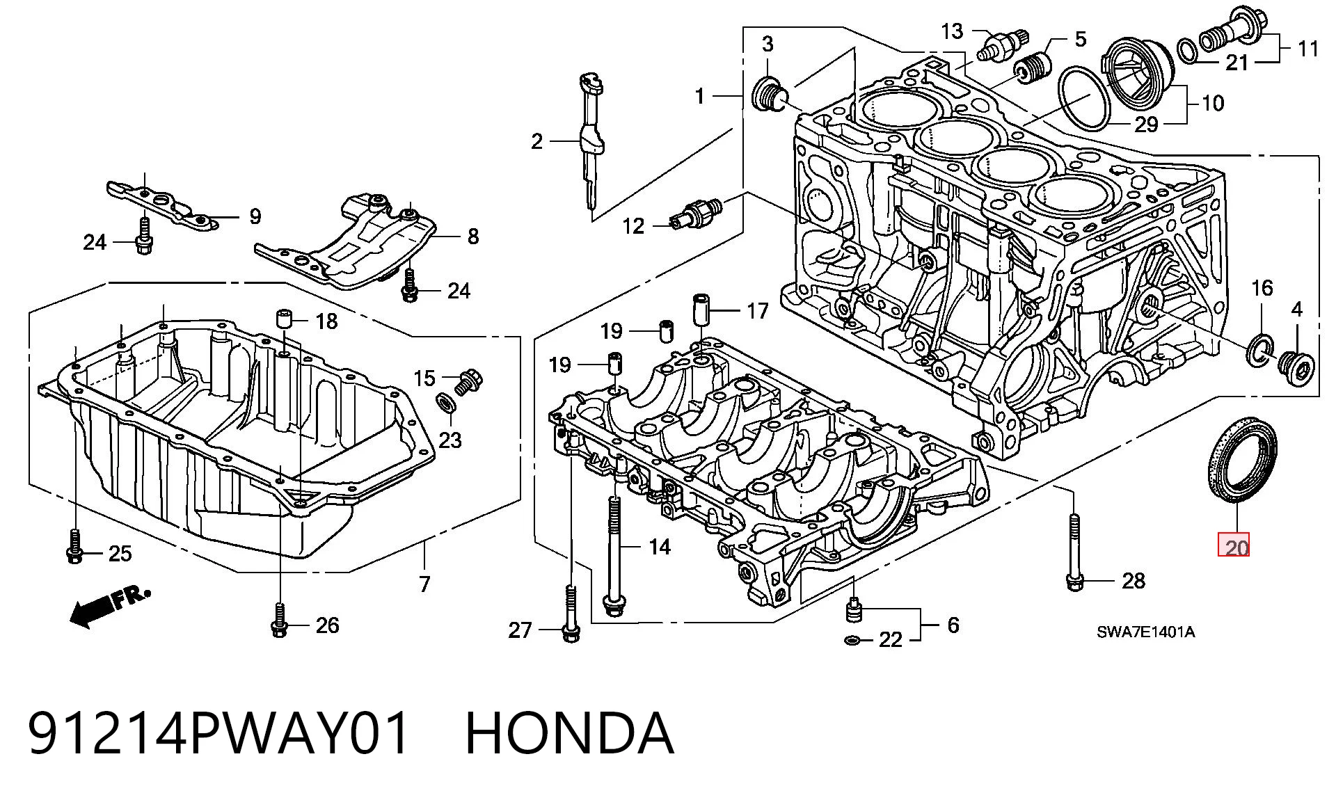 91214PWAY01 Honda Сальник коленвала корінний