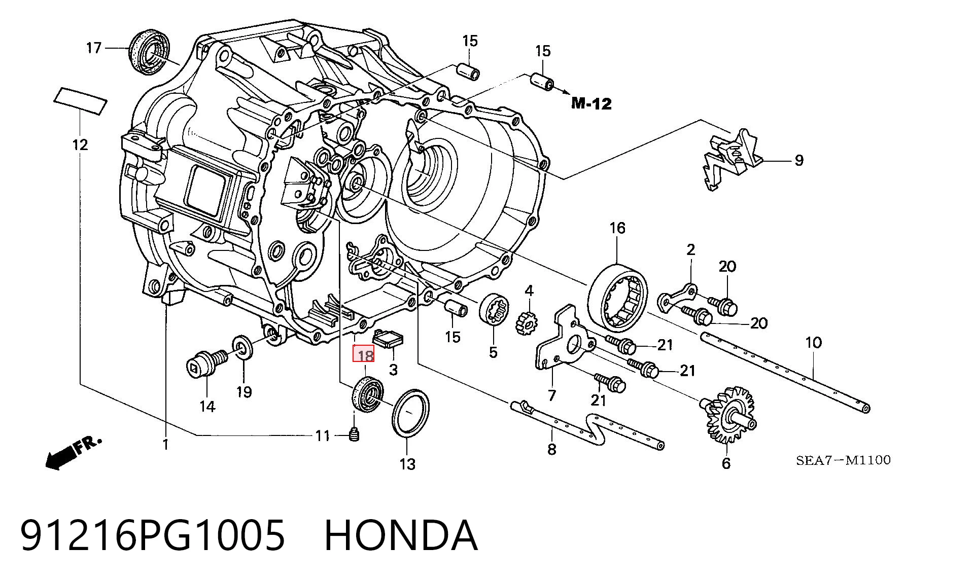 91216PG1005 Honda Сальник АКПП/КПП, вхідного/первинного вала