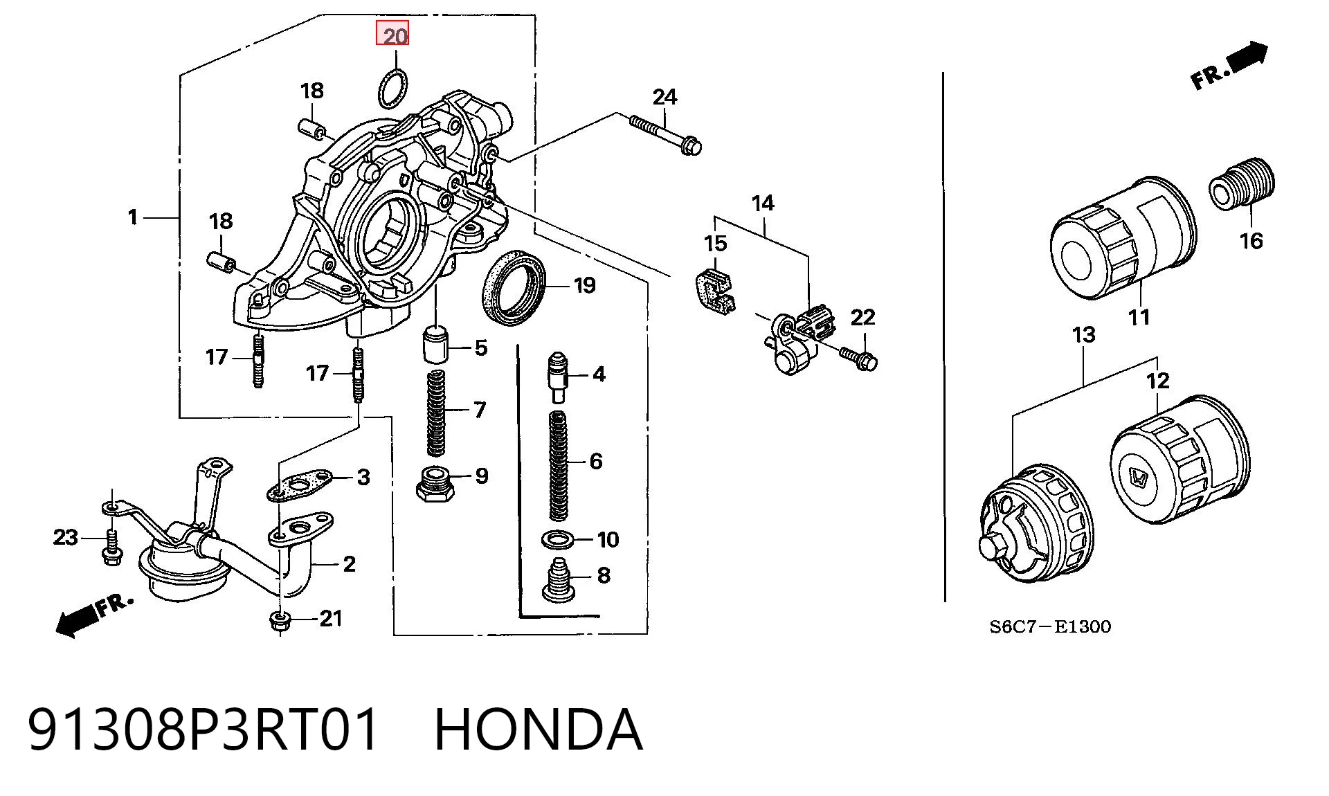 91308P3RT01 Honda Сальник масляного насоса двигуна