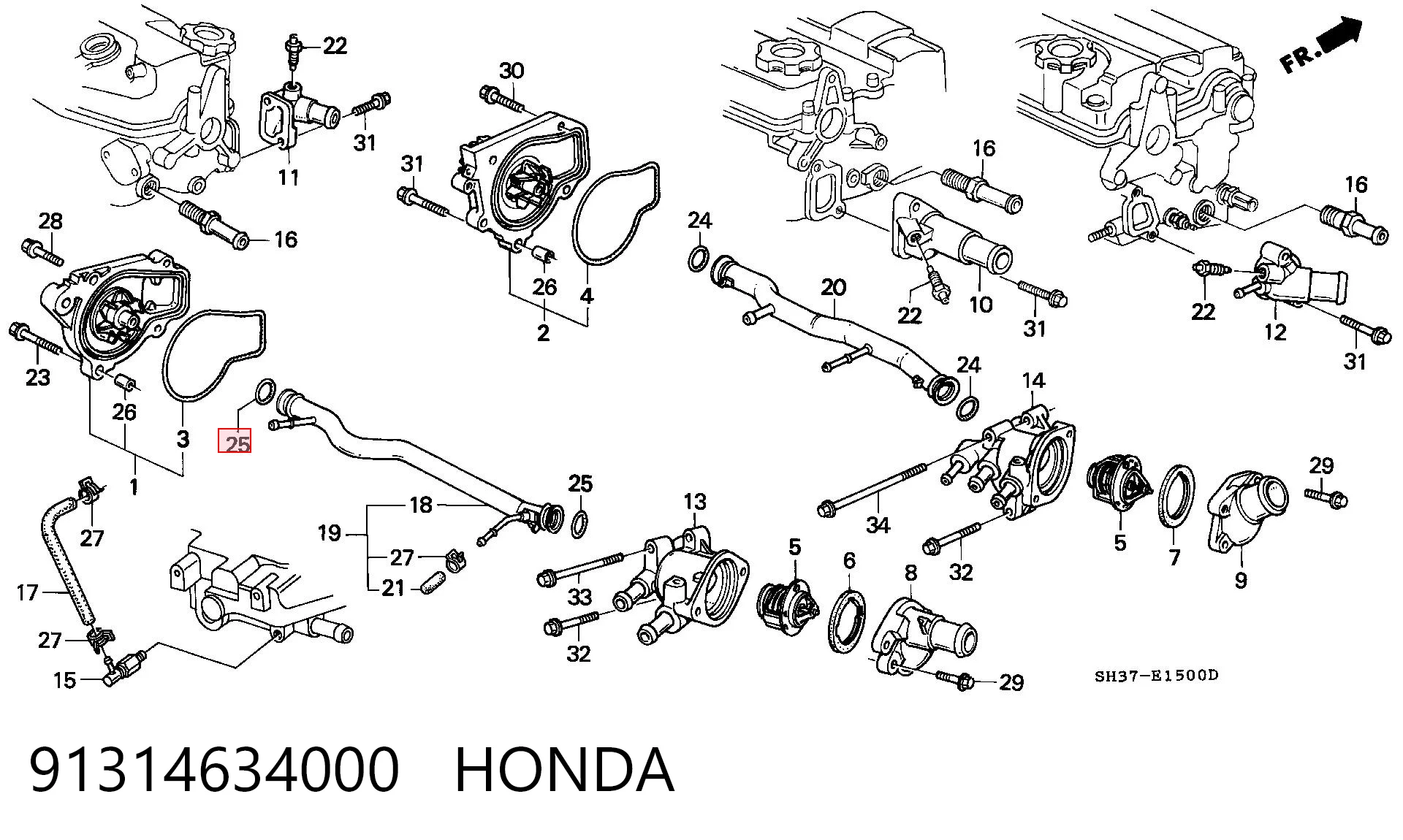 91314634000 Honda Кільце інжектора
