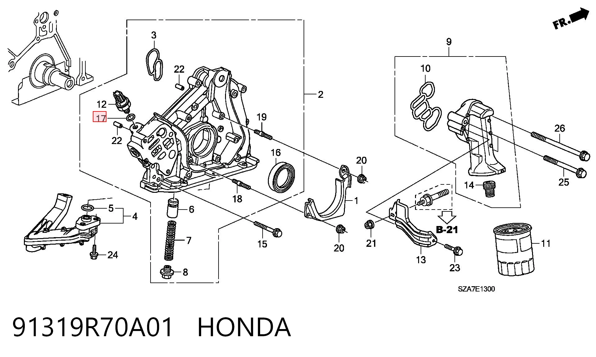 91319R70A01 Honda Прокладка масляного насоса