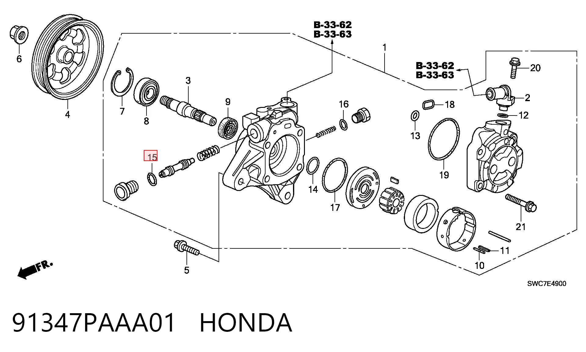 91347PAAA01 Honda Сальник насоса ГПК керма