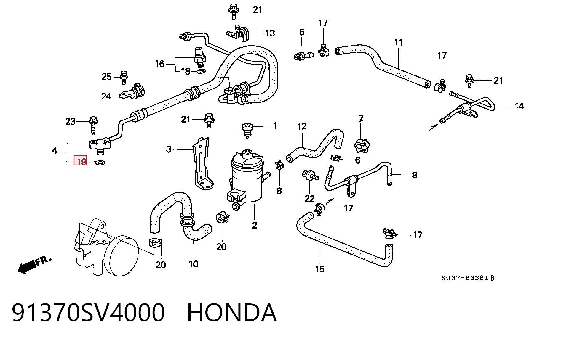 91370SV4000 Honda Кільце ущільнювача бачка ГПК