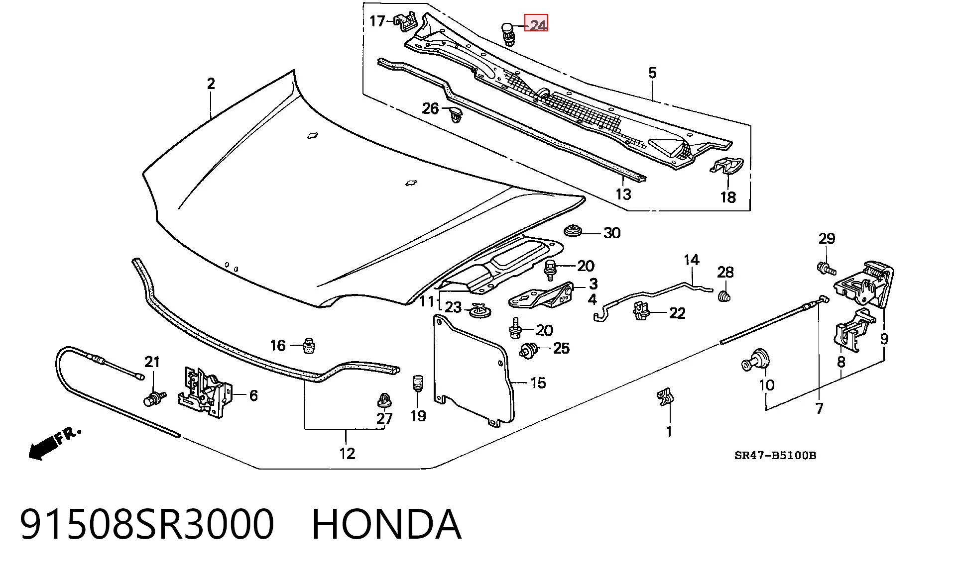91508SR3000 Honda Автомобільне скло