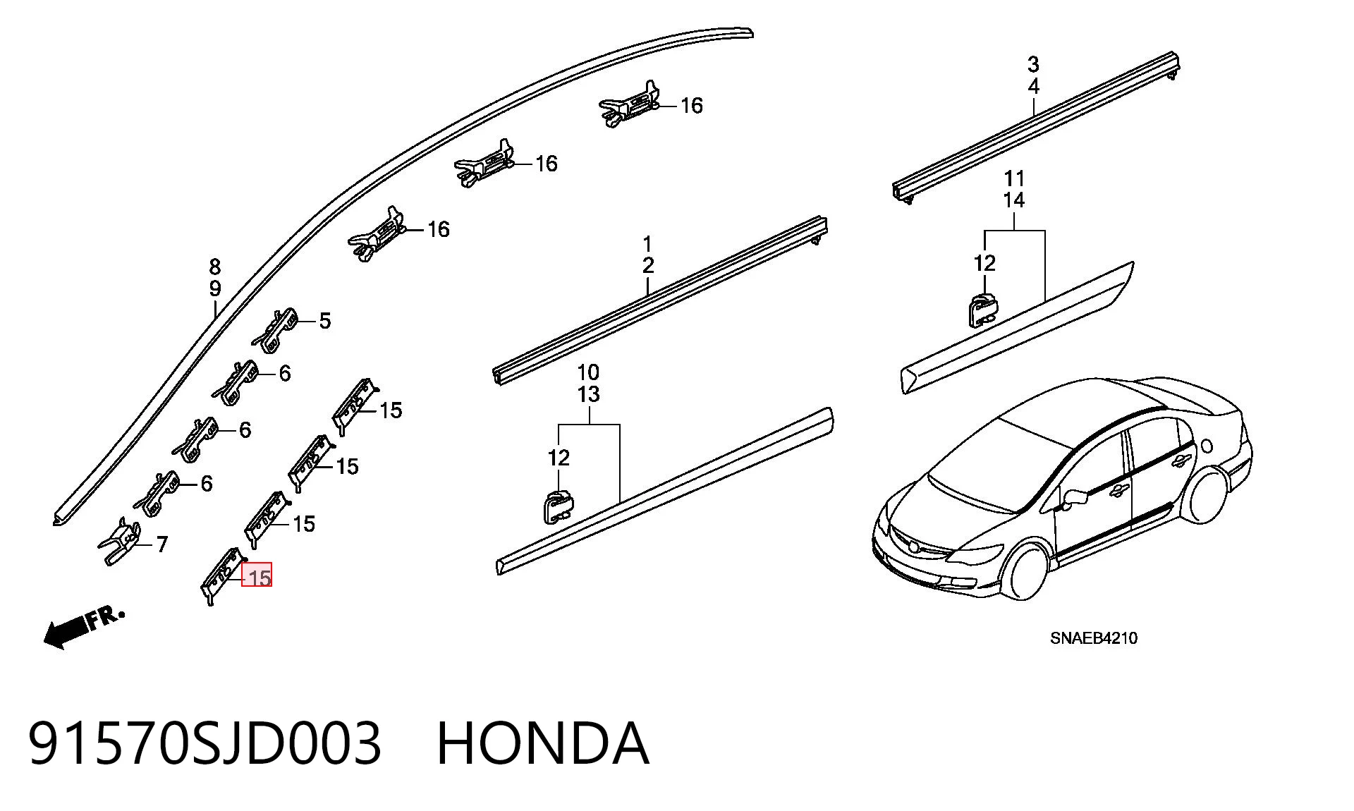 91570SJD003 Honda Автомобільне скло