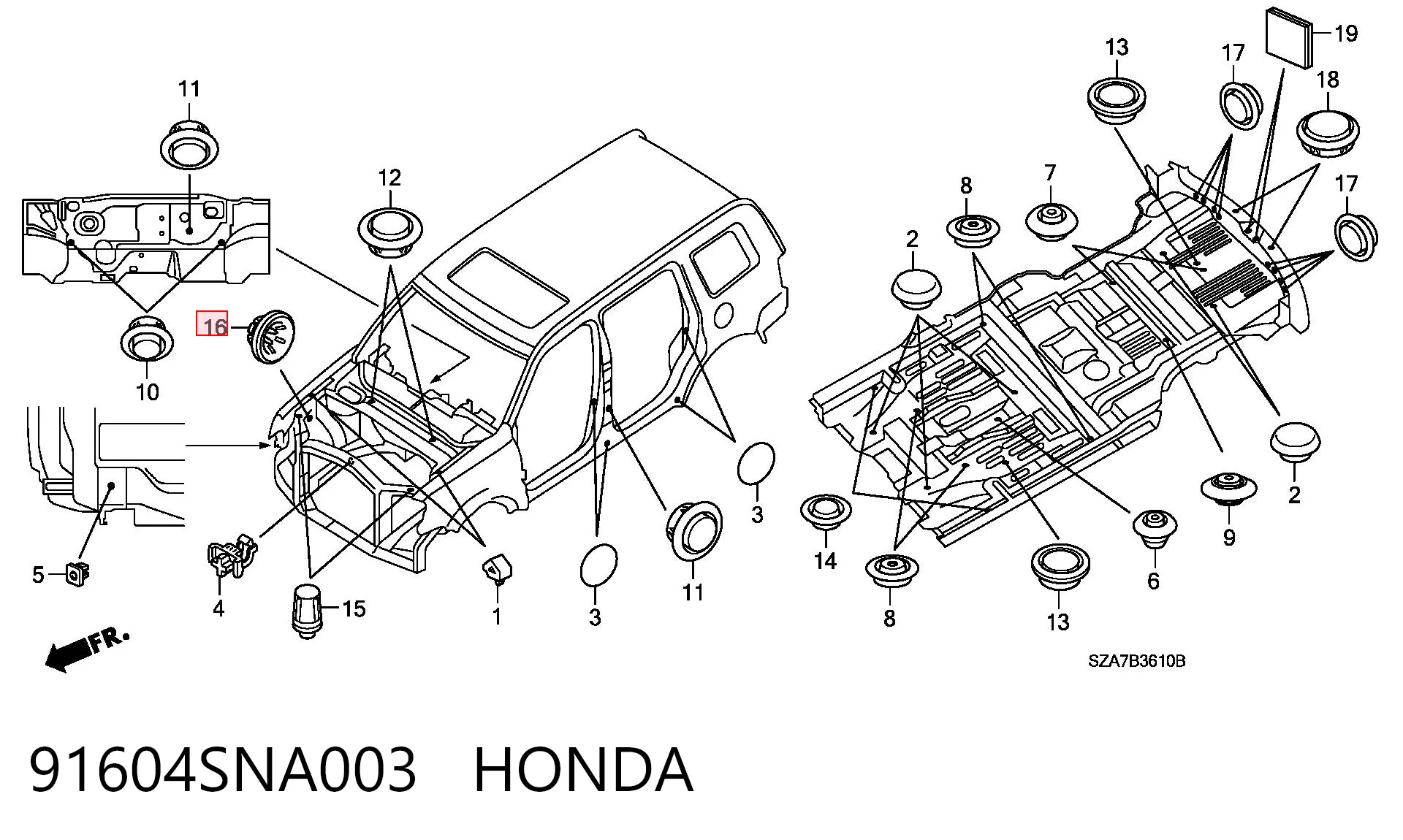 91604SNA003 Honda Фіксатор підпори капота