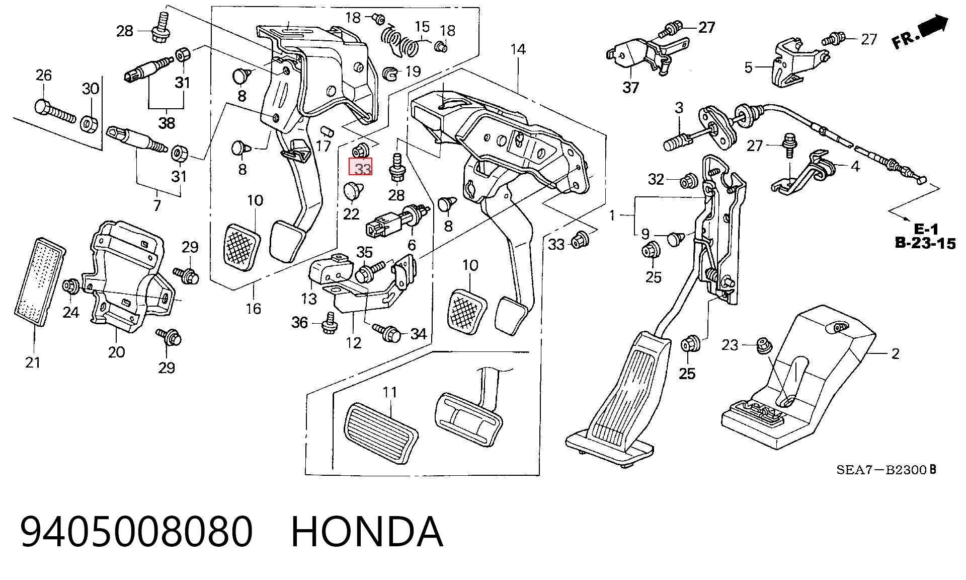 9405008080 Honda Гайка кріплення приймальної труби глушника (штанів)