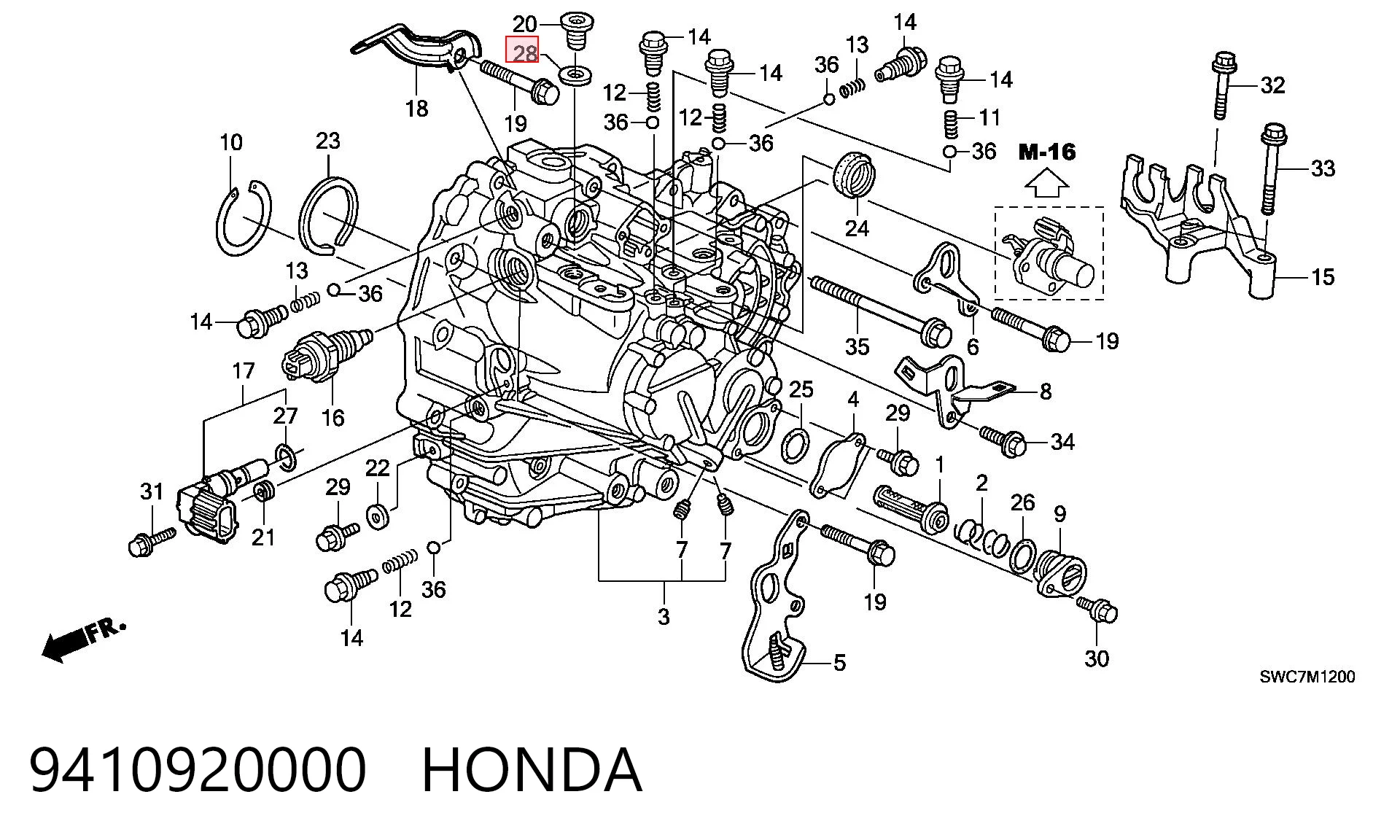 9410920000 Honda Прокладка пробки піддону двигуна