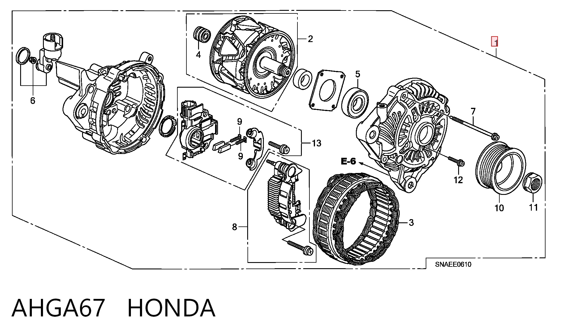 AHGA67 Honda Авто генератор