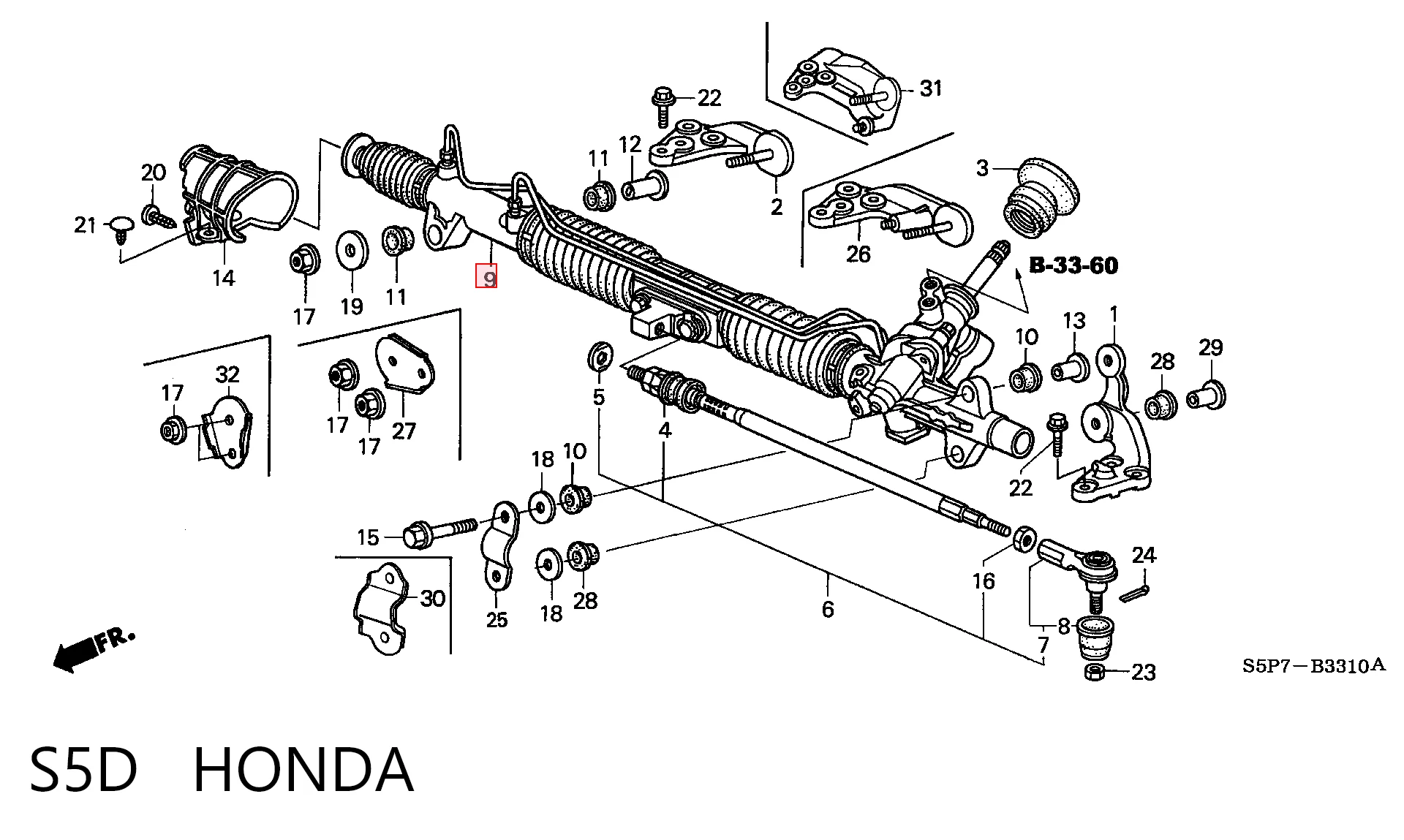 S5D Honda Рейковий рульовий механізм