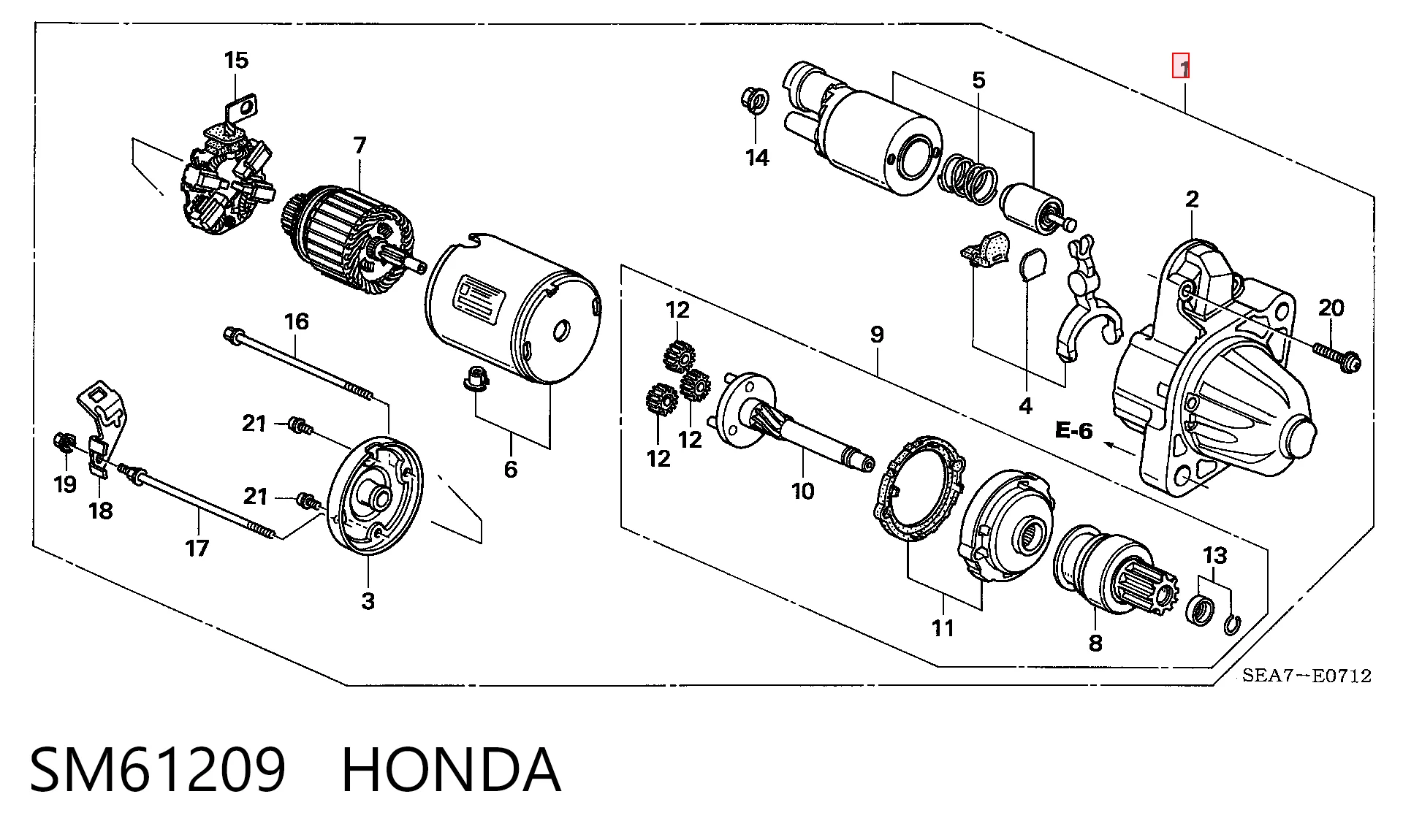 SM61209 Honda Стартер двигуна