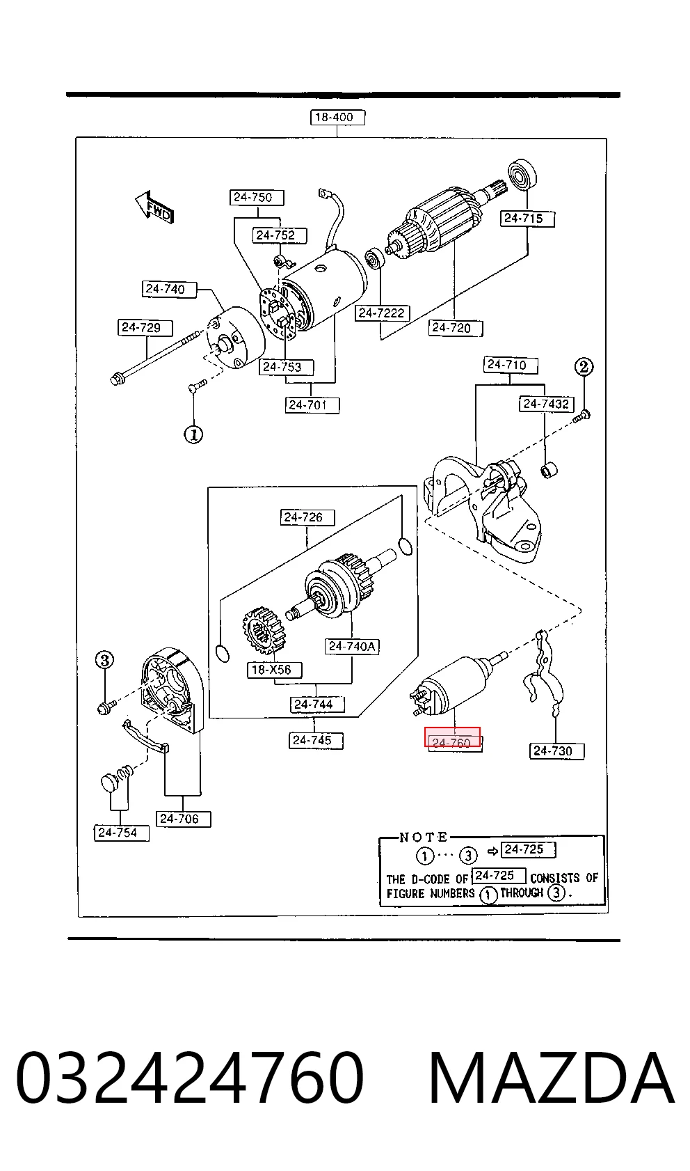 032424760 Mazda Тягове реле стартера