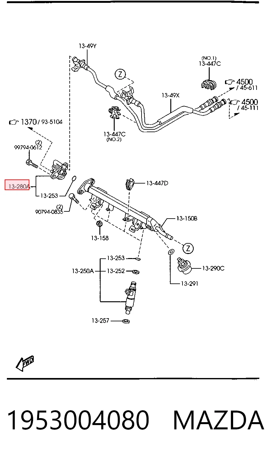 1953004080 Mazda Регулятор тиску палива